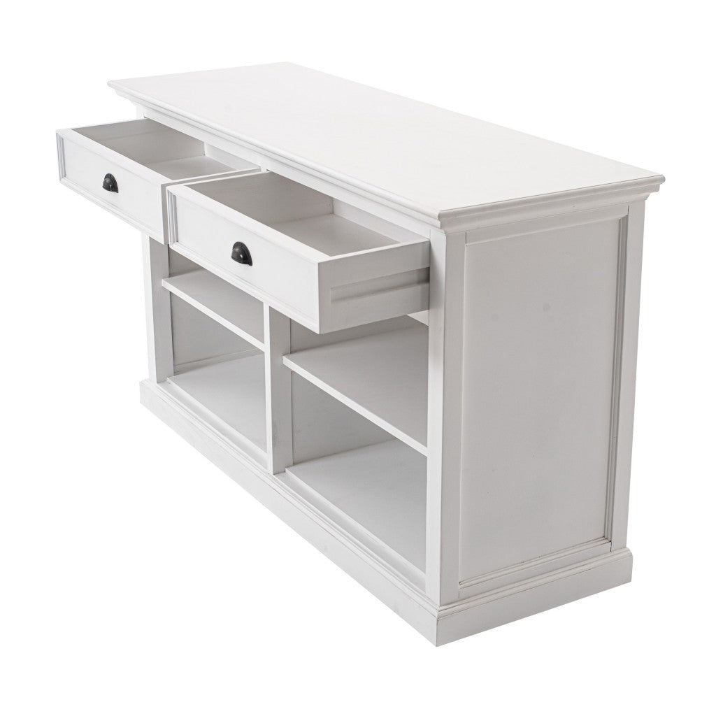 57" White Wood Two Drawer Buffet Table-3