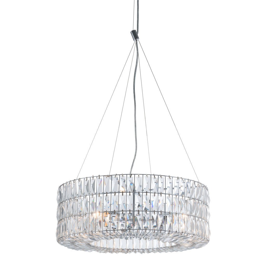 Silver Lantern Metal Chandelier With Silver Shades-5