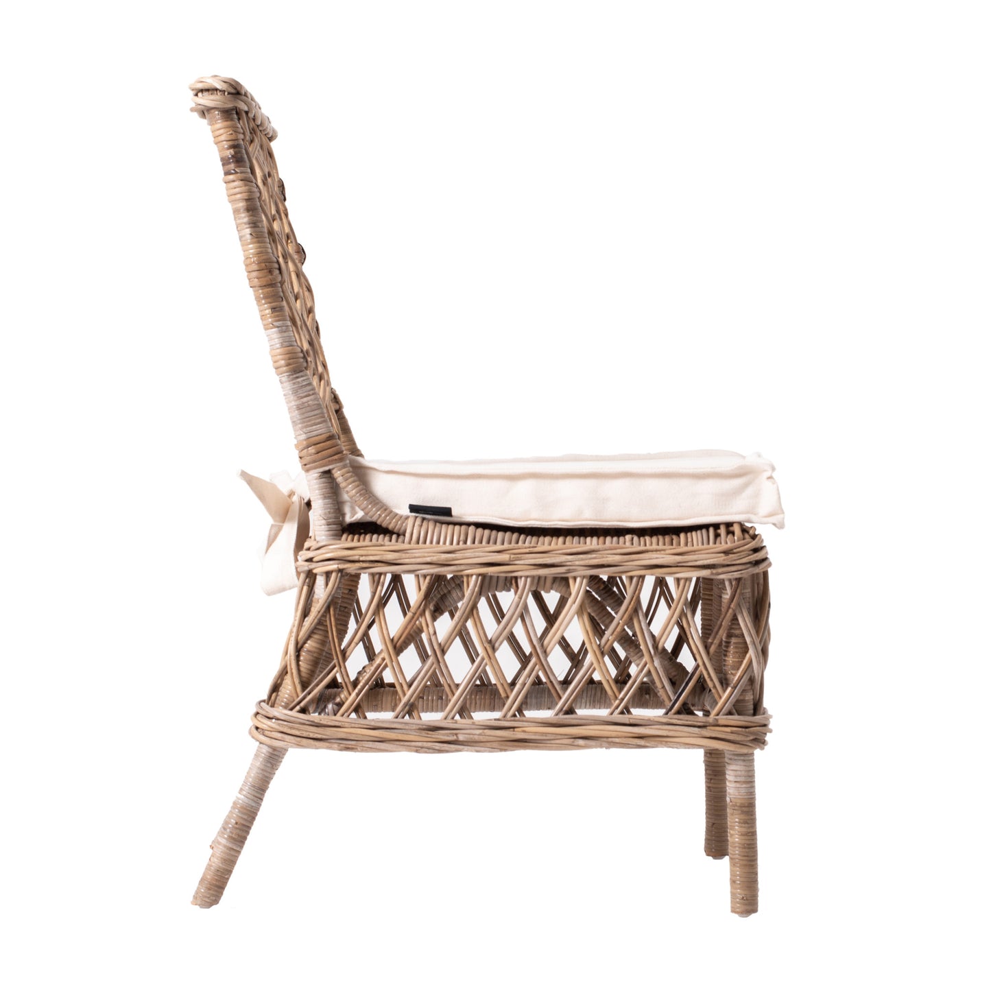Set of Two Cream And Natural Rattan Cross Back Dining Parsons Chairs-4