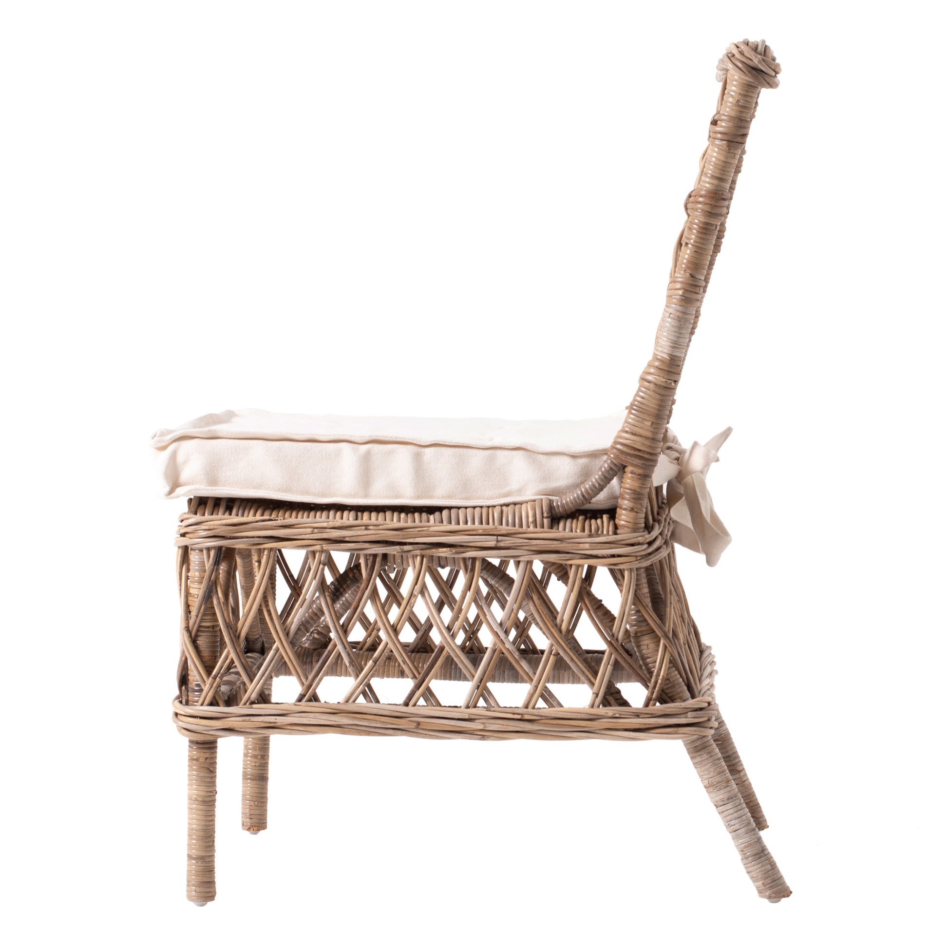 Set of Two Cream And Natural Rattan Cross Back Dining Parsons Chairs-7