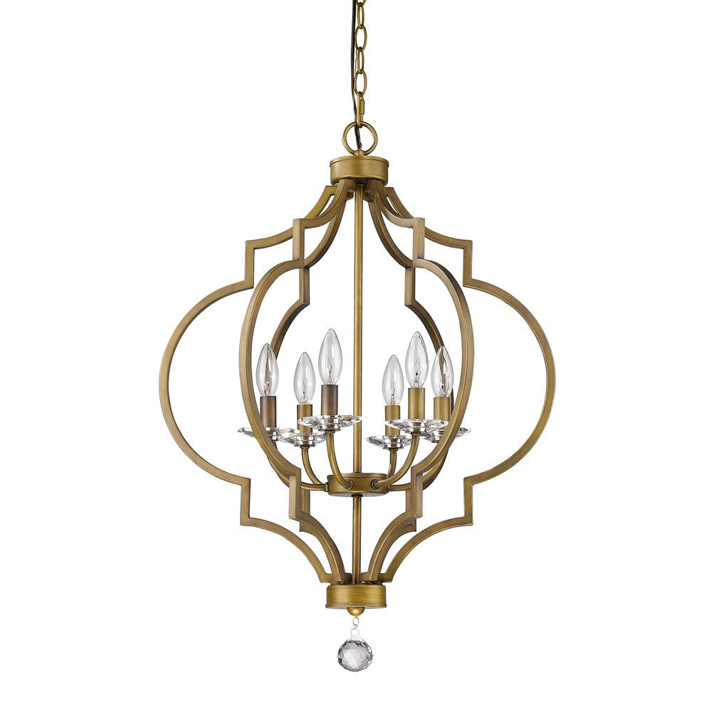 Gold and White Candle Style Six Light Metal Dimmable Chandelier-2