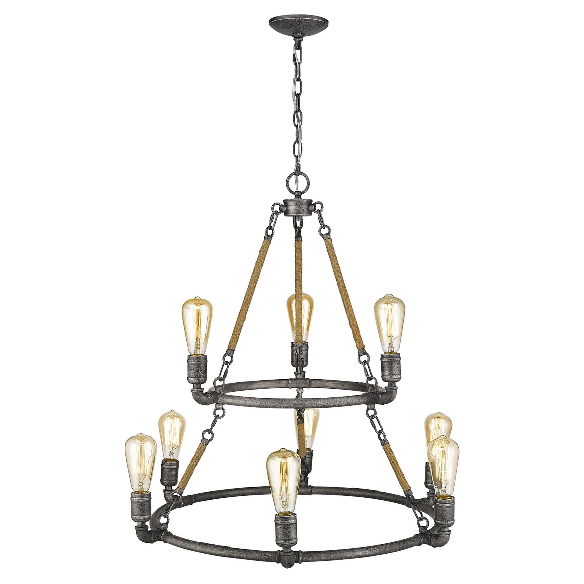 Brown and Black Nine Light Metal Dimmable Chandelier-3