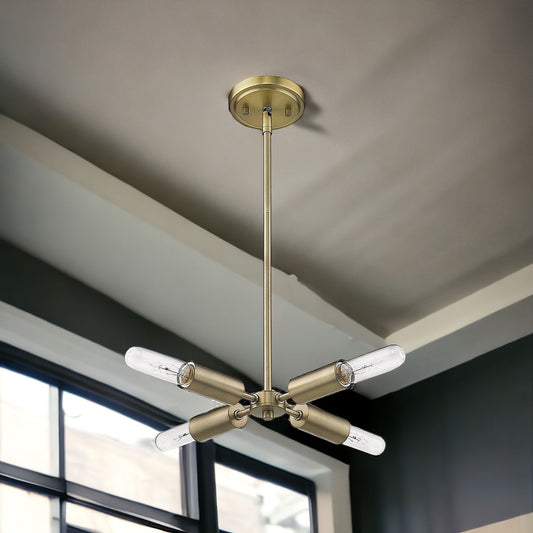 Gold Four Light Metal Dimmable Chandelier-0