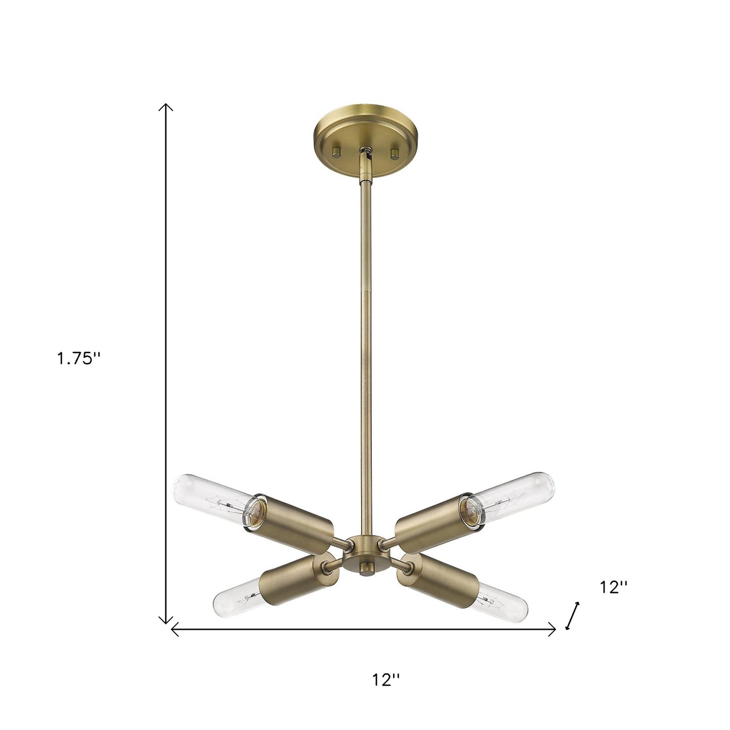 Gold Four Light Metal Dimmable Chandelier-6