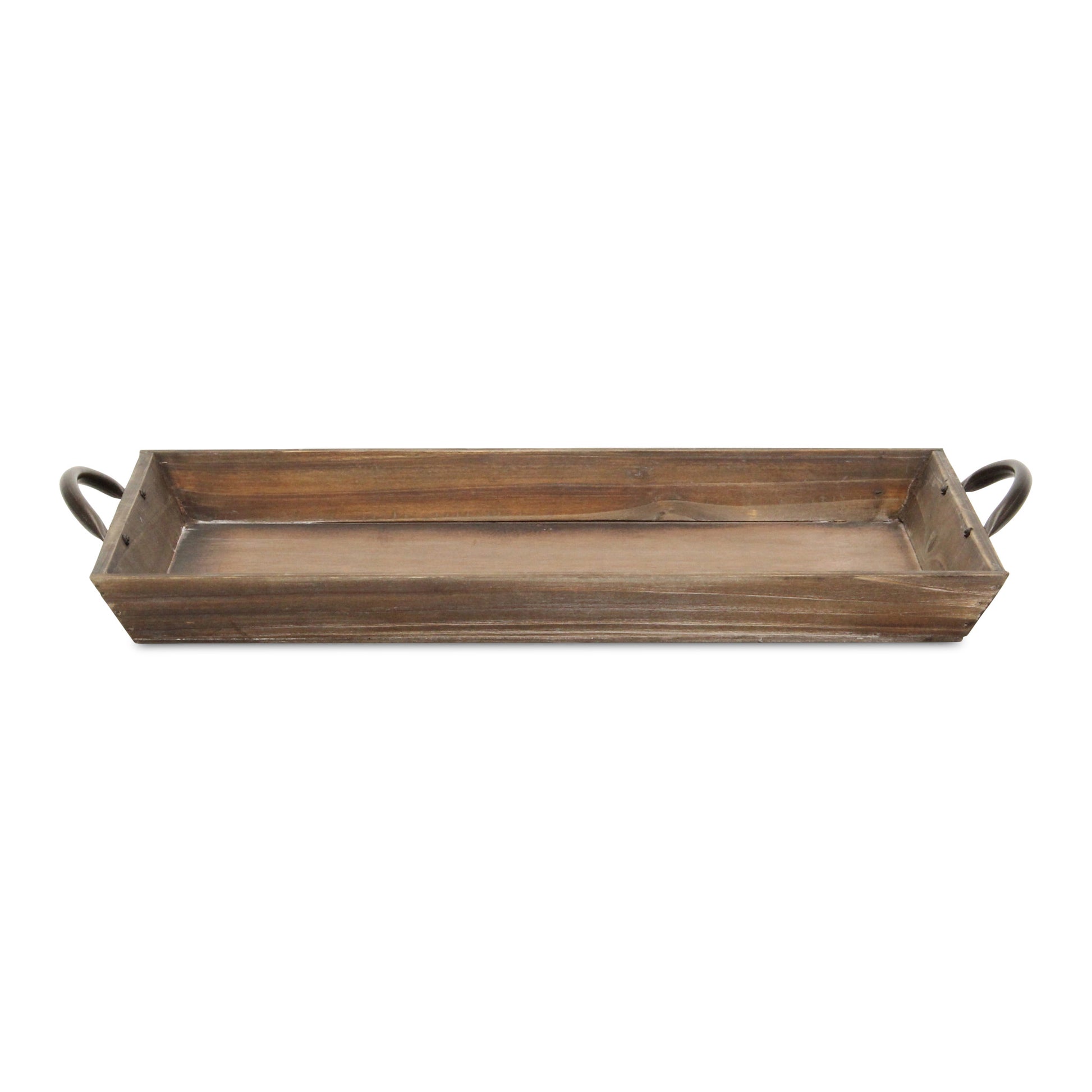 19" Brown Wood Handmade Serving Tray With Handles-3