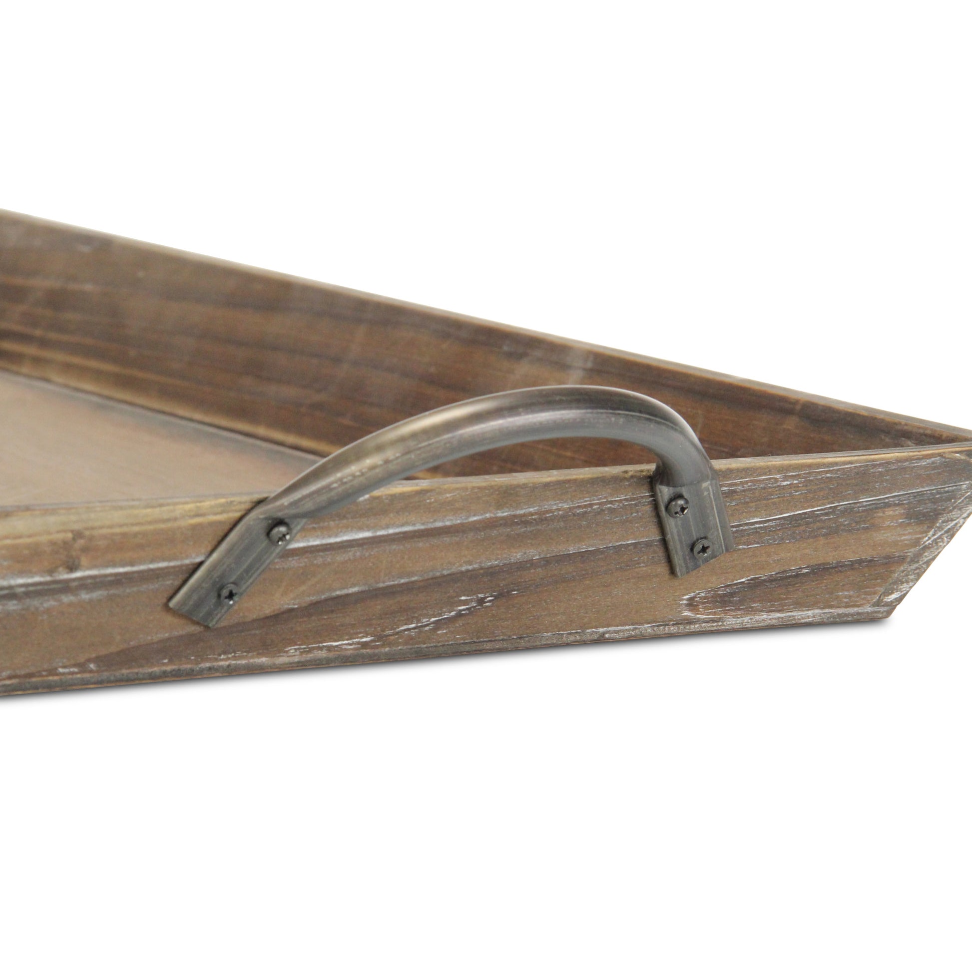 19" Brown Wood Handmade Serving Tray With Handles-8