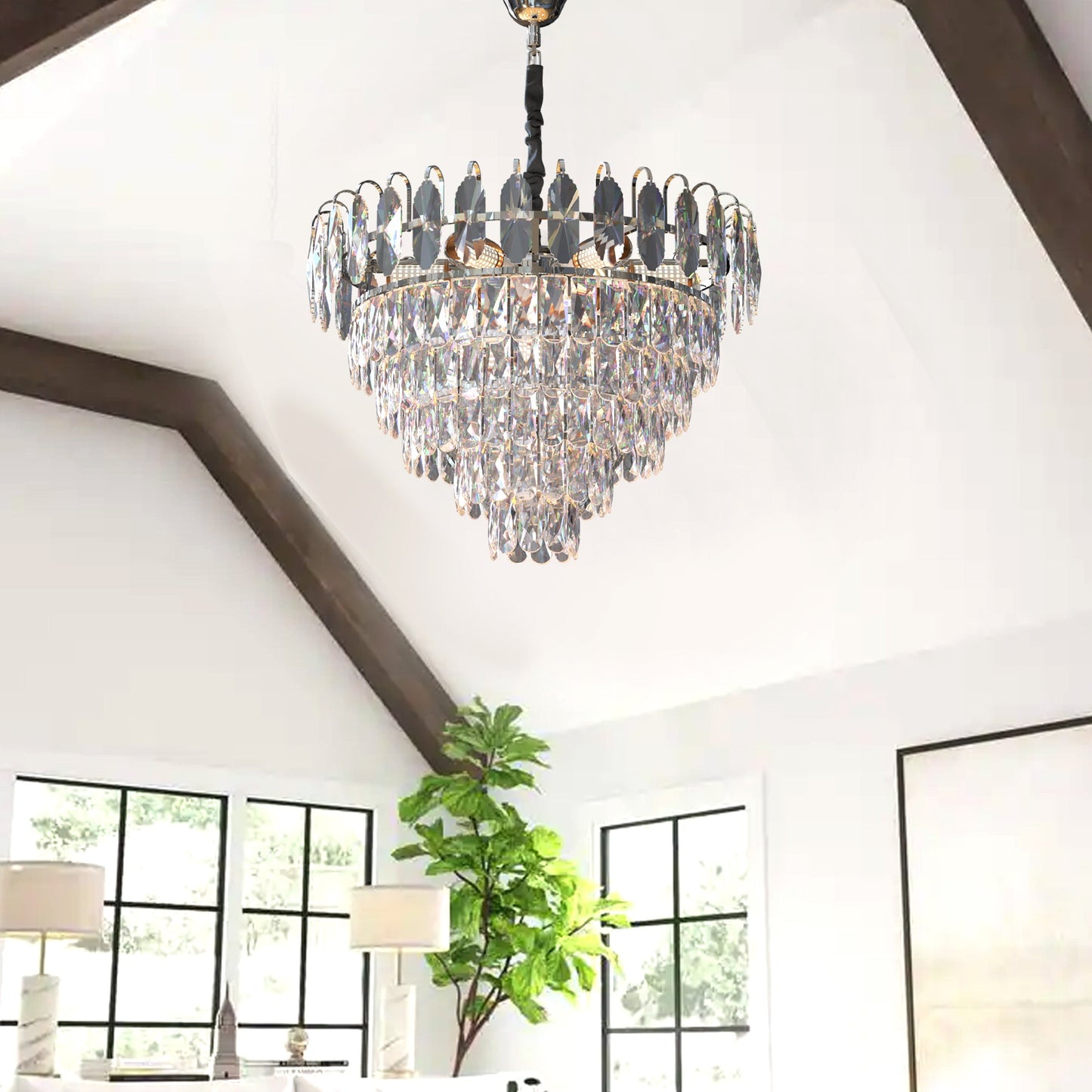 Modern Crystal Chandeliers Lighting with Crystal Droplets of chrome Hanging Lamp ~4801-1
