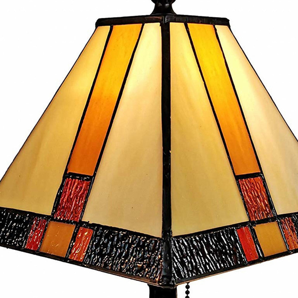 15" Dark Brown Metal Candlestick Table Lamp With Beige Empire Shade-5