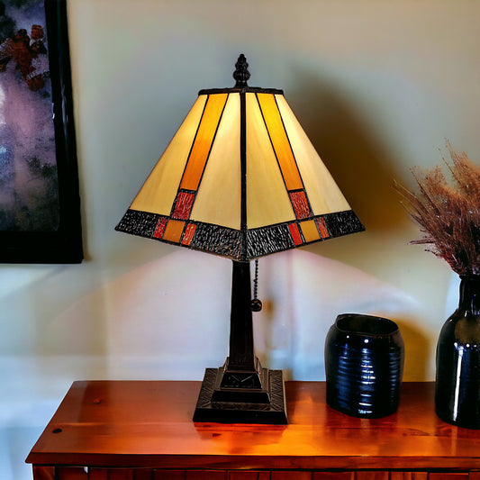 15" Dark Brown Metal Candlestick Table Lamp With Beige Empire Shade-0