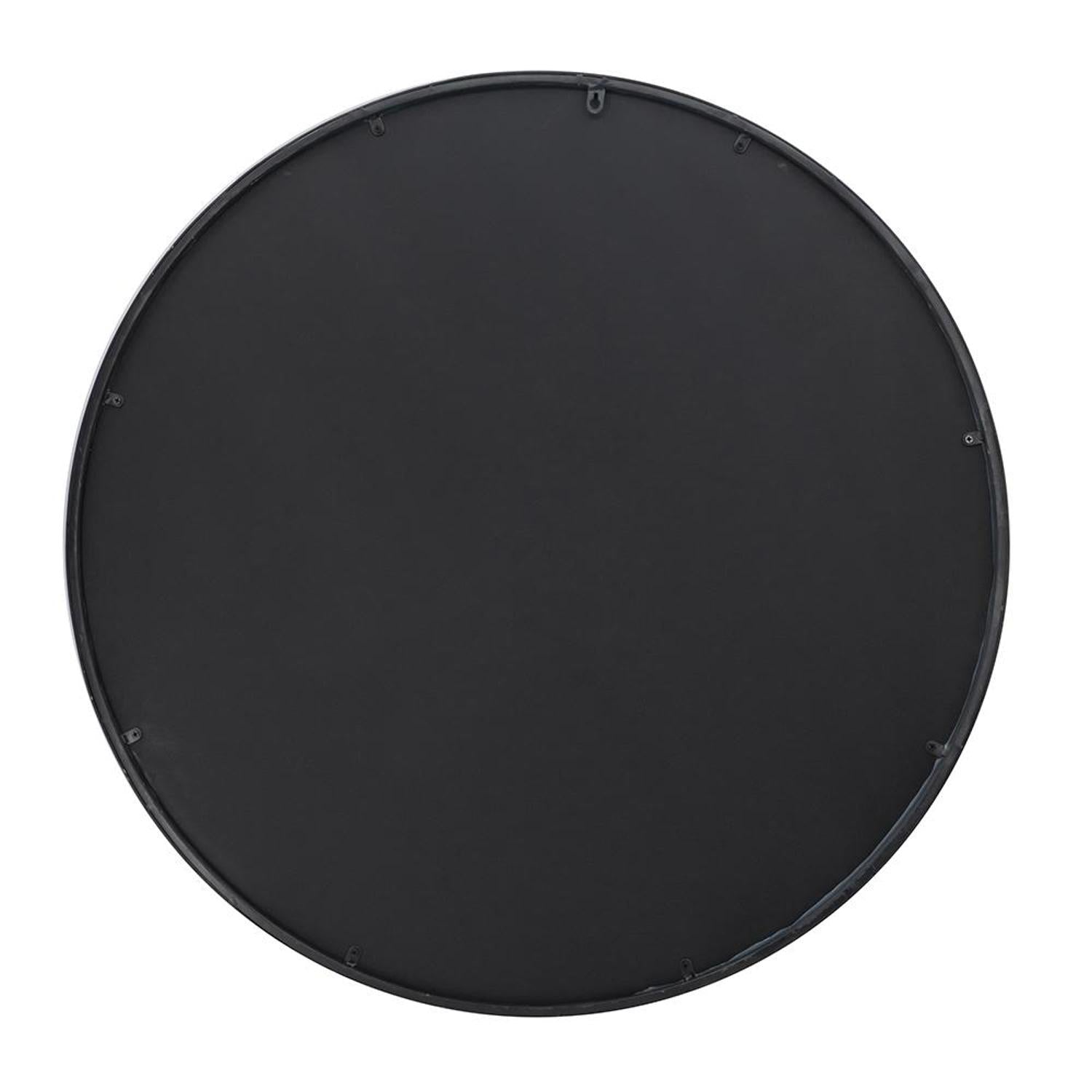 36" Black Round Iron Framed Antiqued Glass Accent Mirror-2