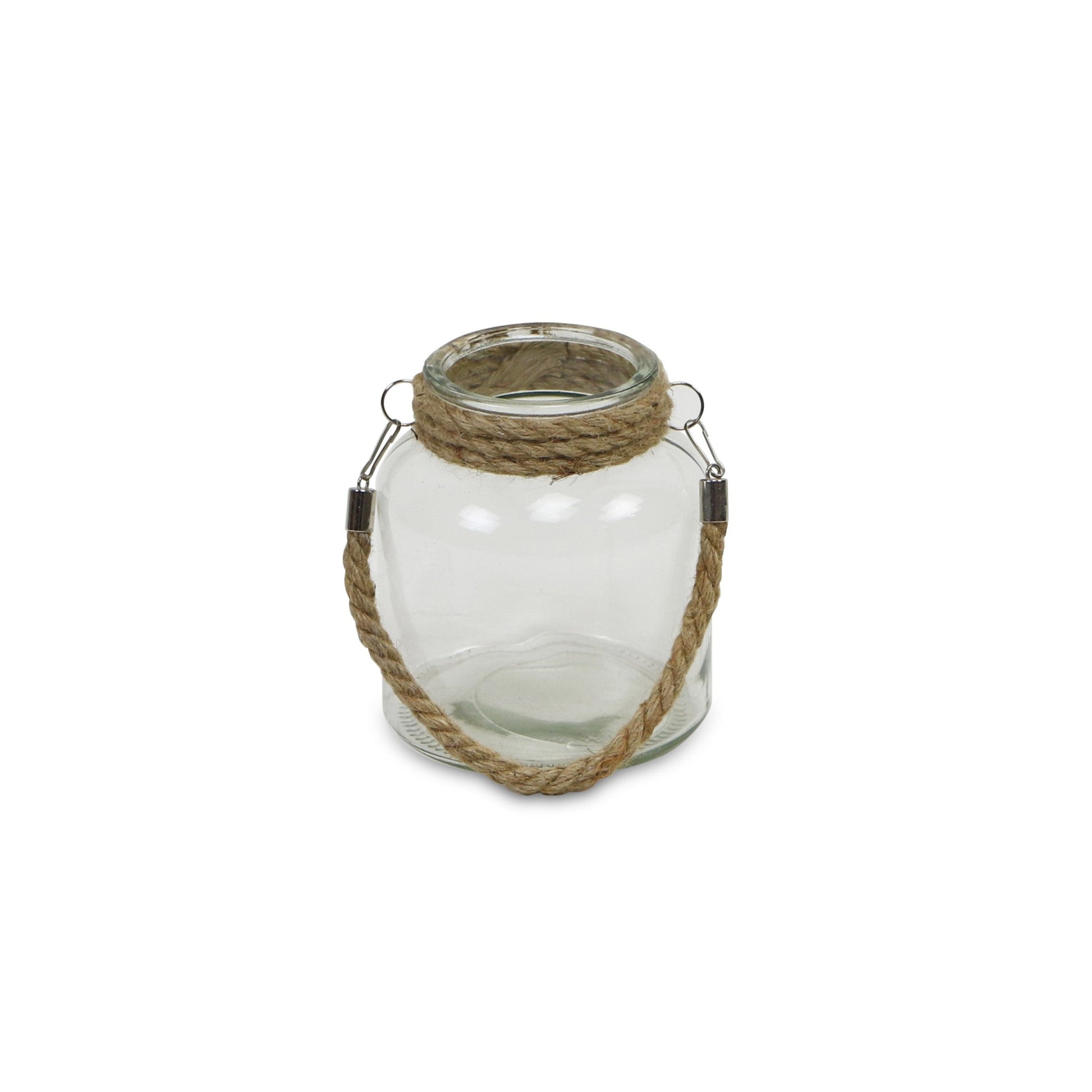 6" Clear and Brown Glass Tabletop Lantern Candle Holder-7