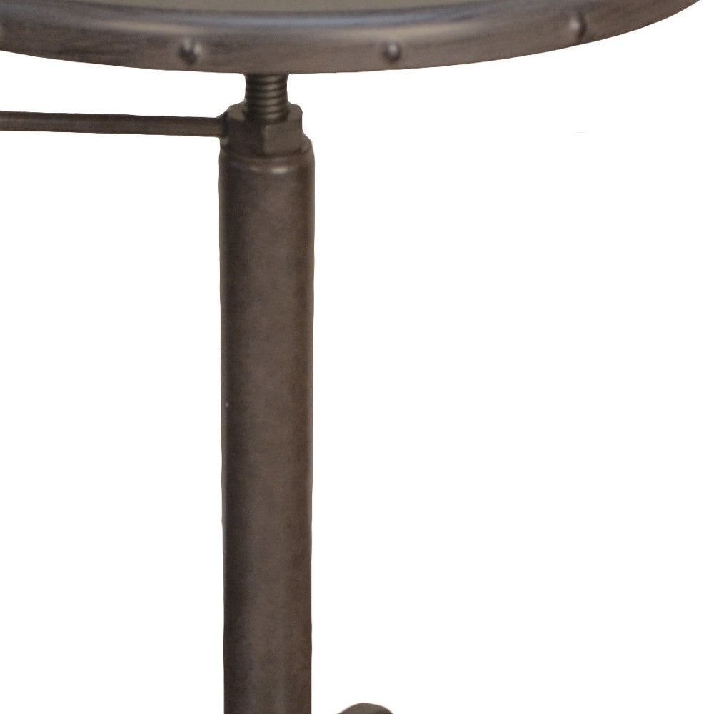 22" Industrial And Inustrial Iron Round End Table-2