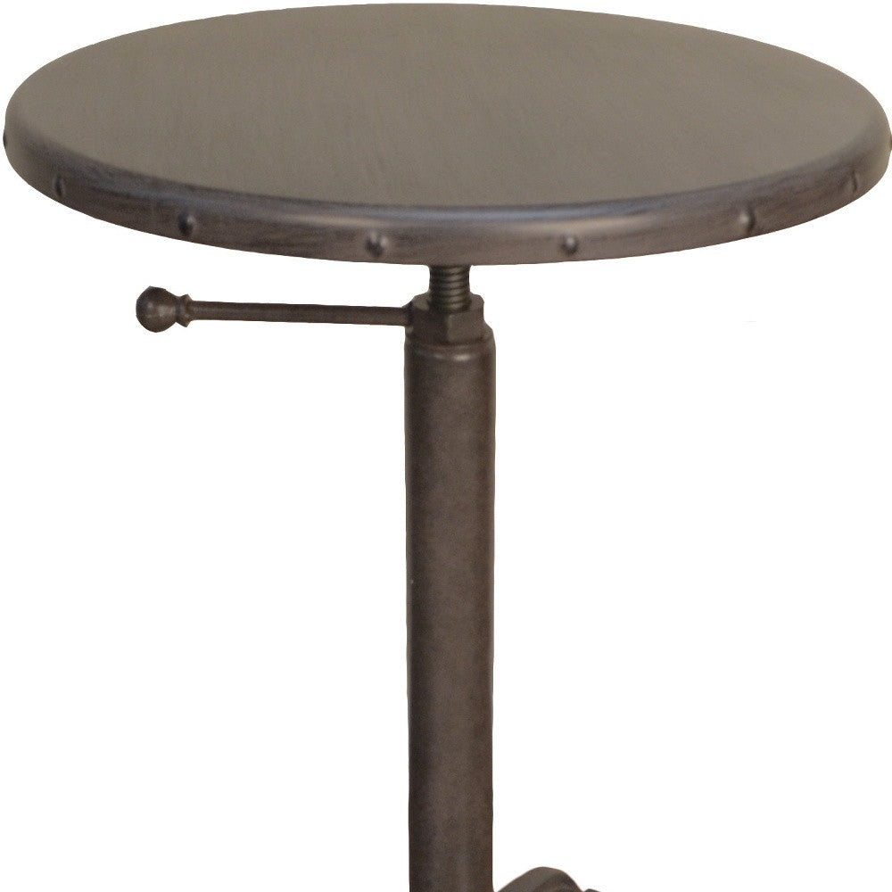22" Industrial And Inustrial Iron Round End Table-3