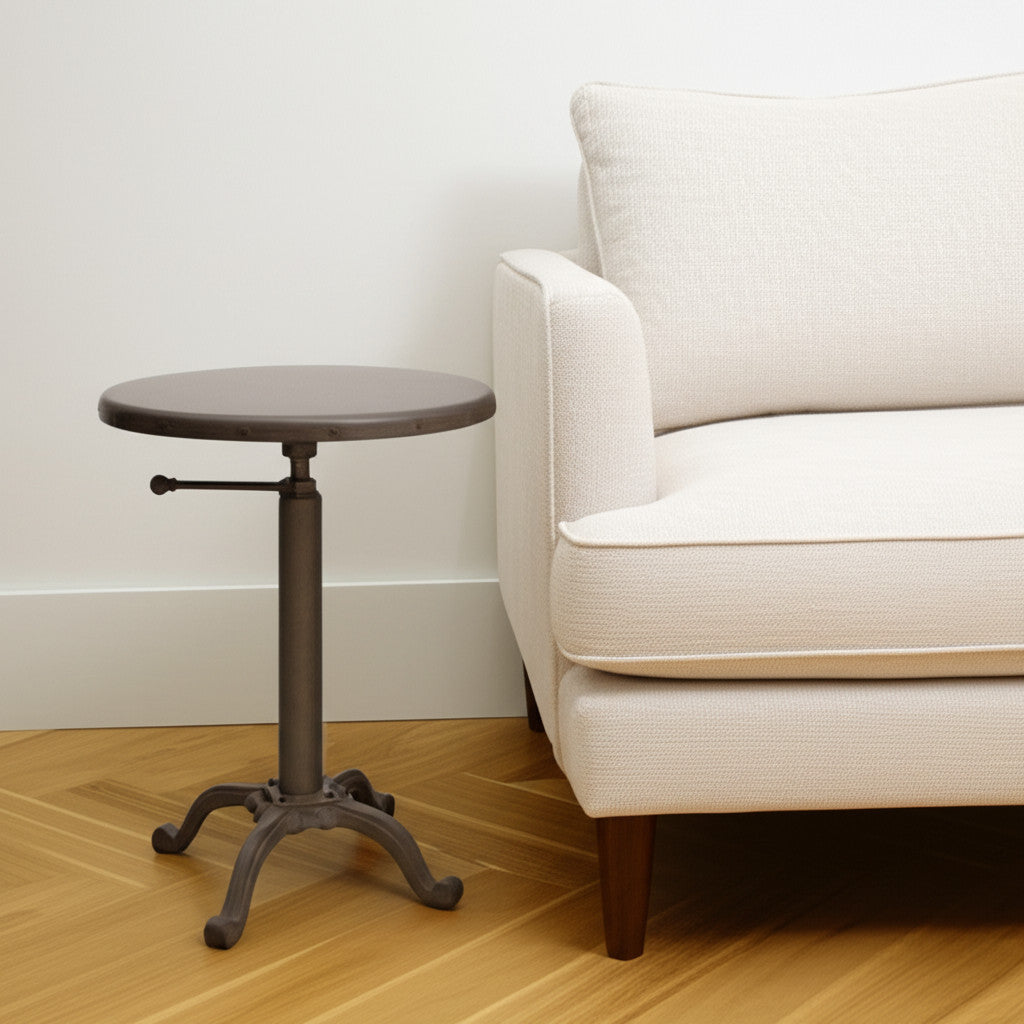 22" Industrial And Inustrial Iron Round End Table-0