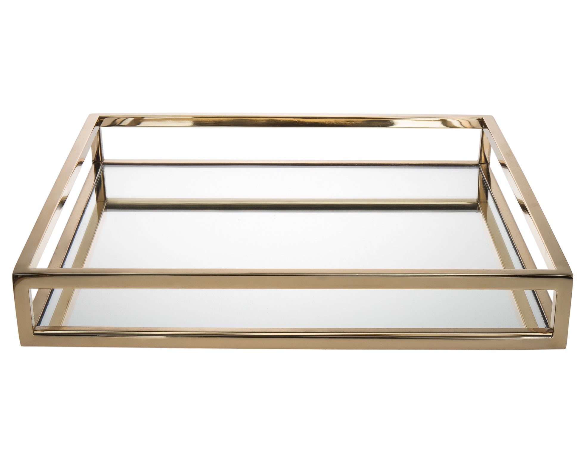 14" Gold Square Metal Serving Tray-1