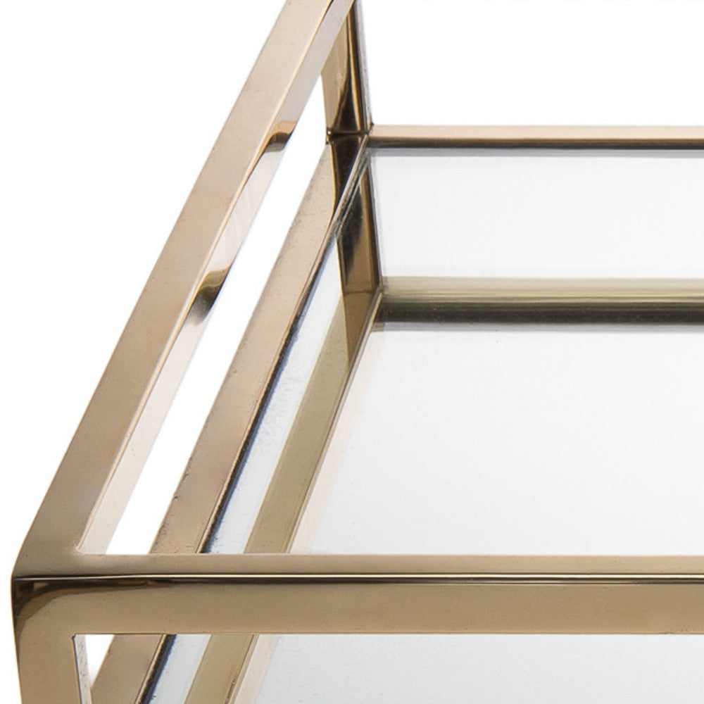 14" Gold Square Metal Serving Tray-3