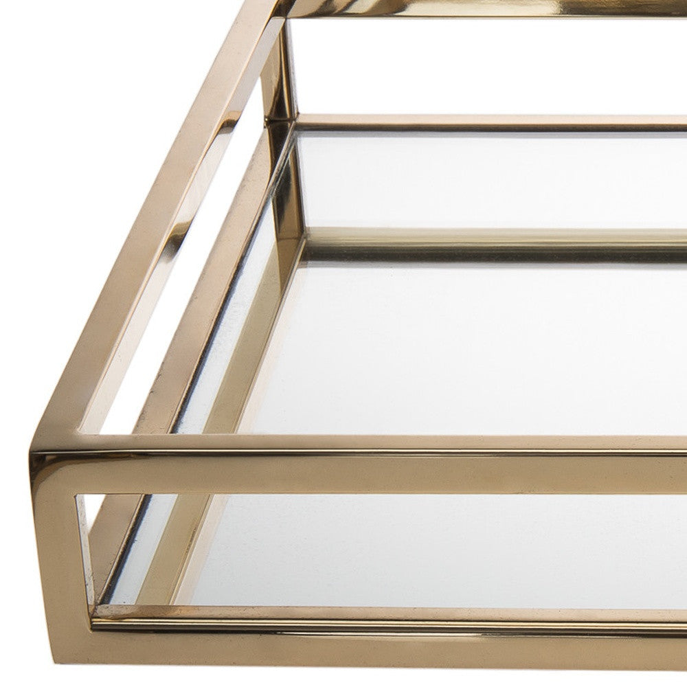 14" Gold Square Metal Serving Tray-4