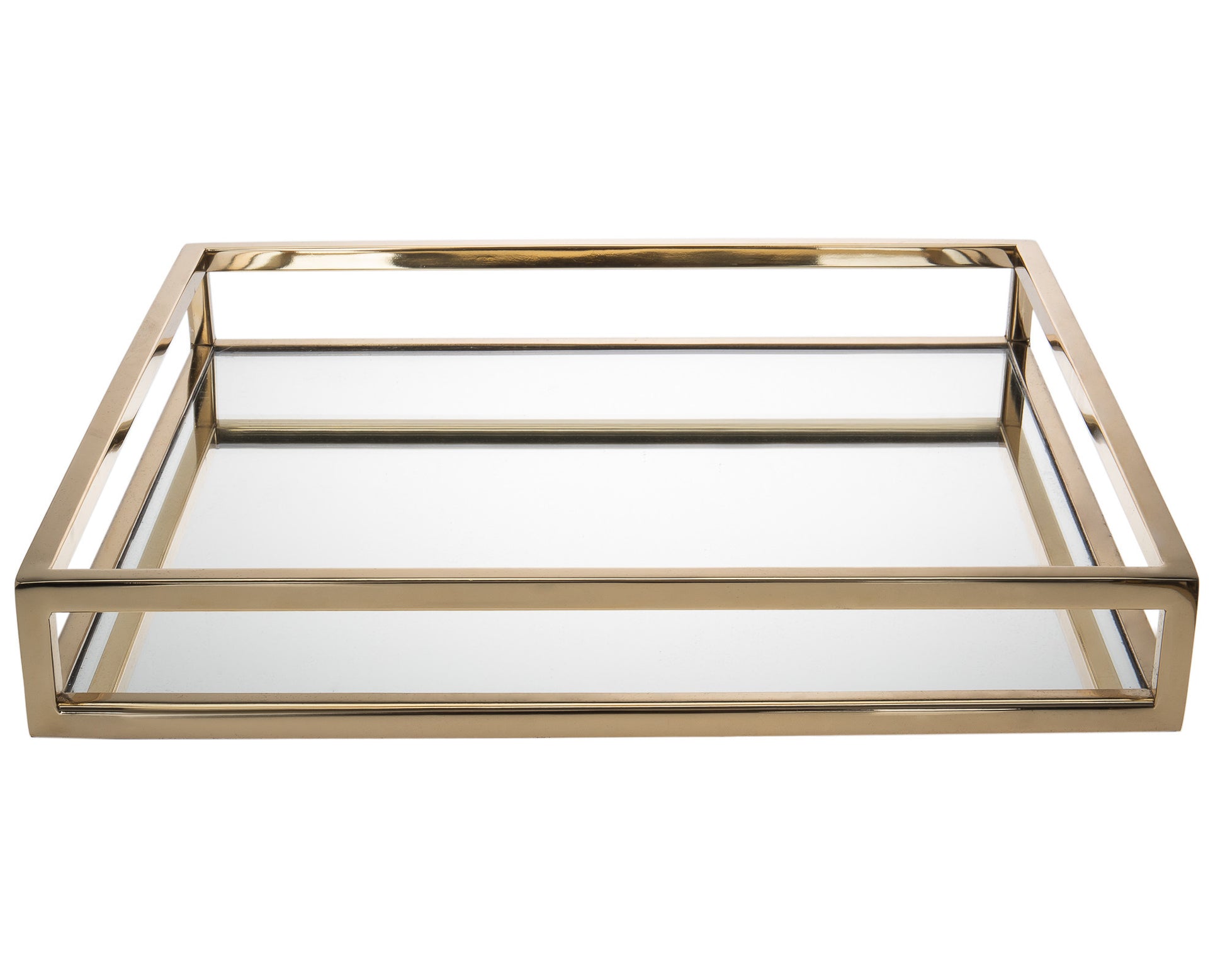 14" Gold Square Metal Serving Tray-2