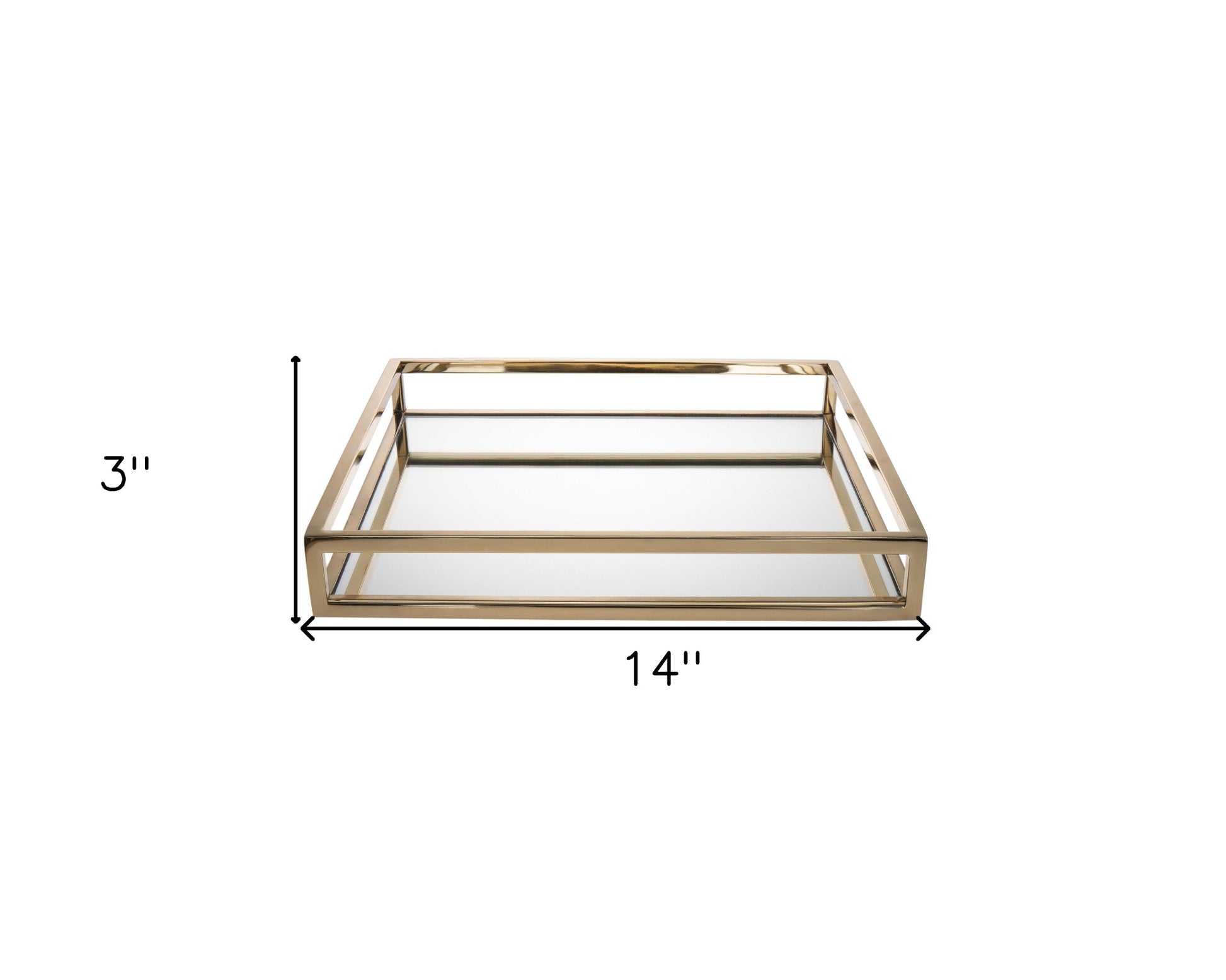 14" Gold Square Metal Serving Tray-5