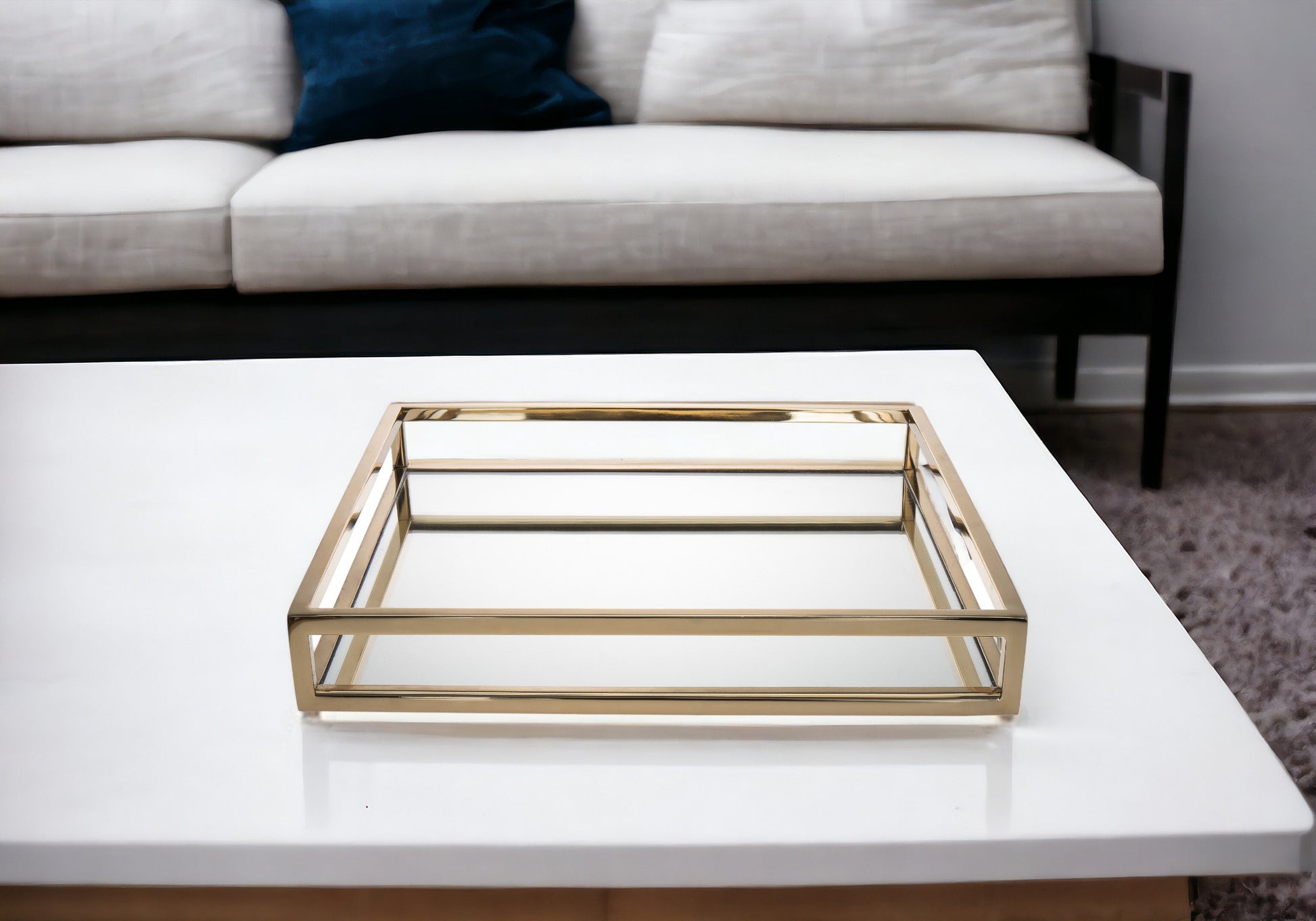 14" Gold Square Metal Serving Tray-0