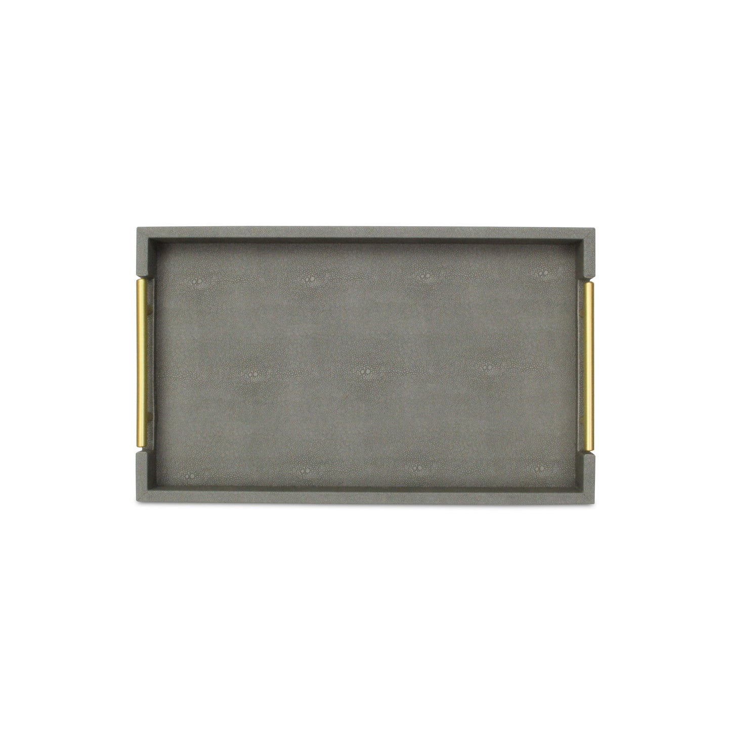16" Gray Wood Faux Shagreen Serving Tray With Handles-3