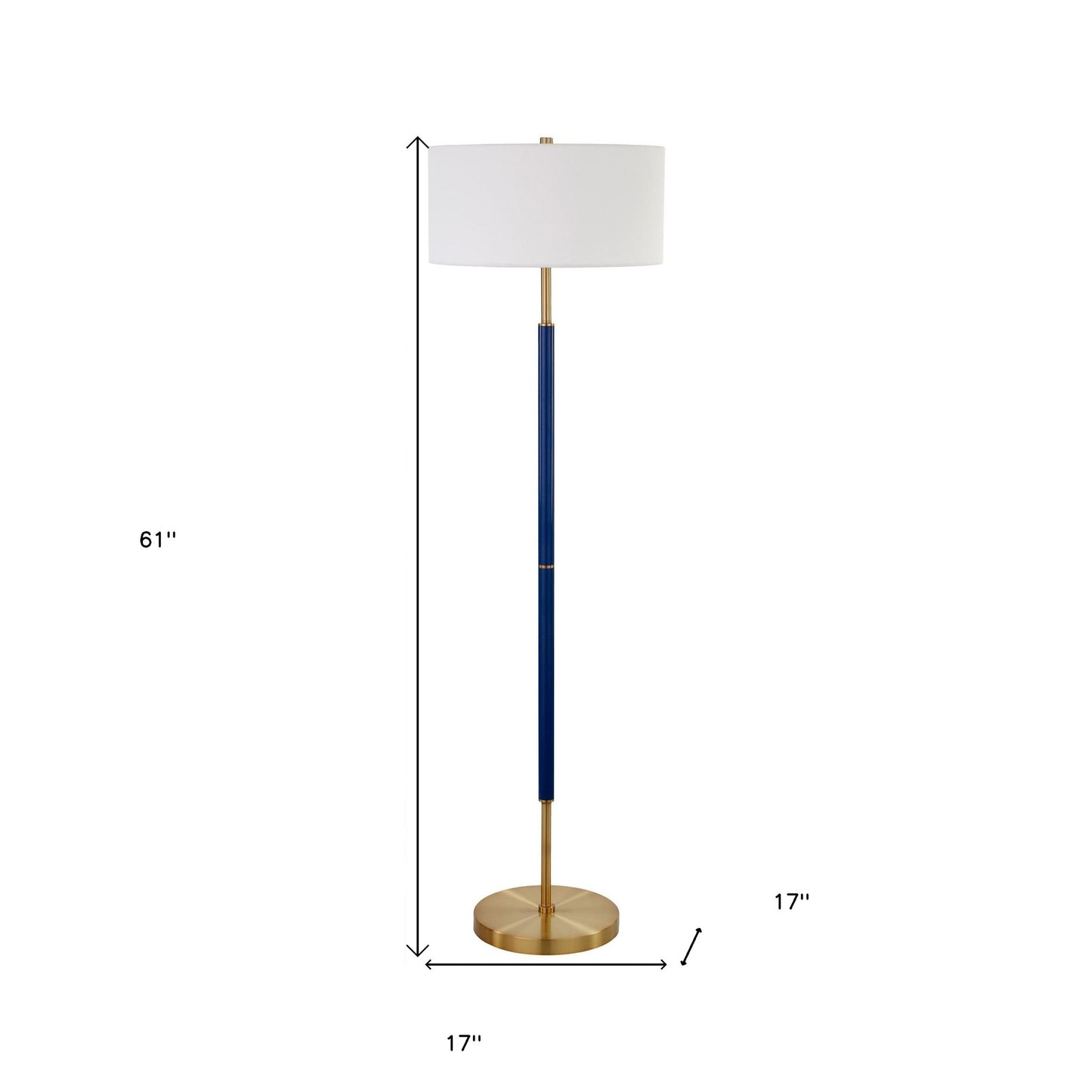 61" Brass Two Light Floor Lamp With White Frosted Glass Drum Shade-5