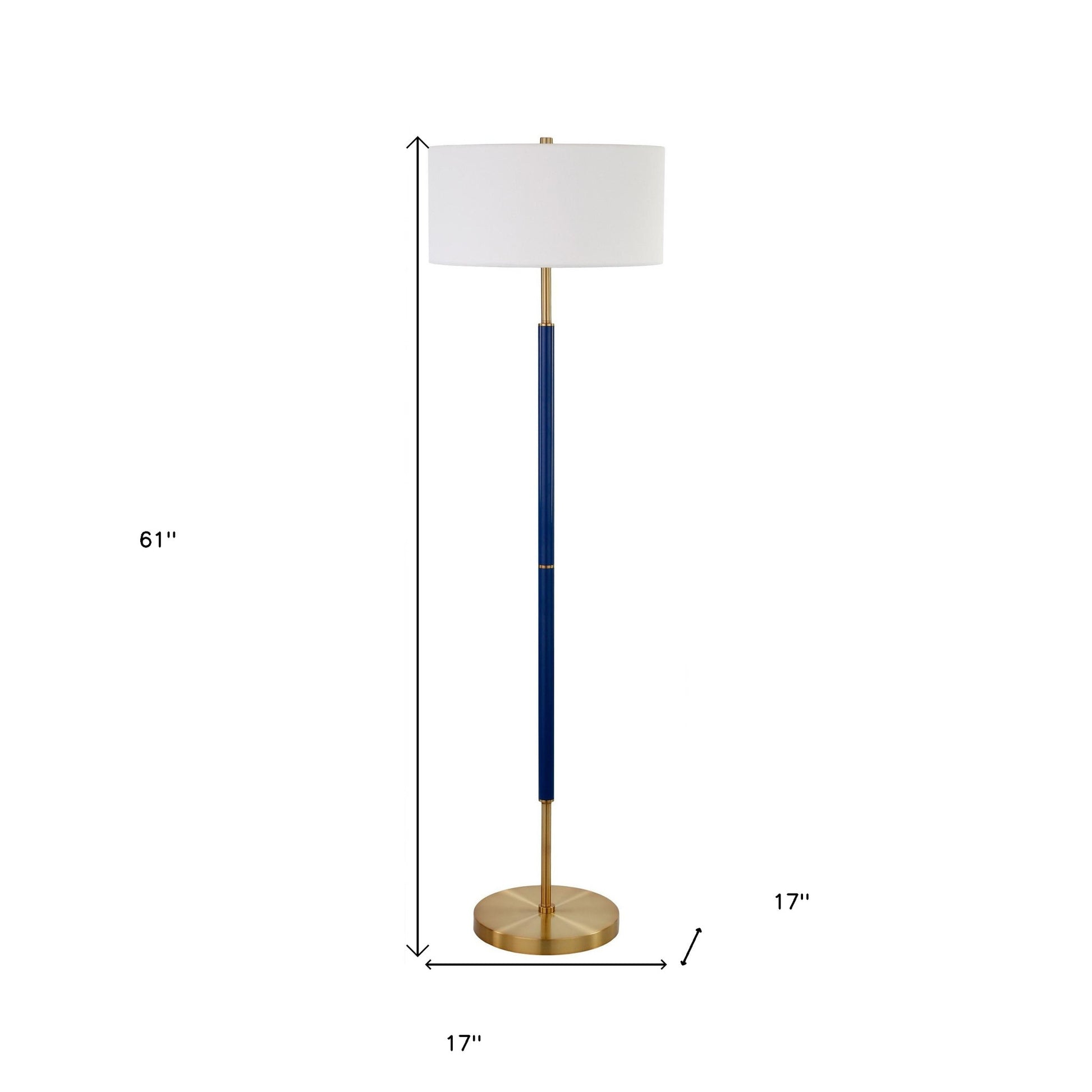 61" Brass Two Light Floor Lamp With White Frosted Glass Drum Shade-5