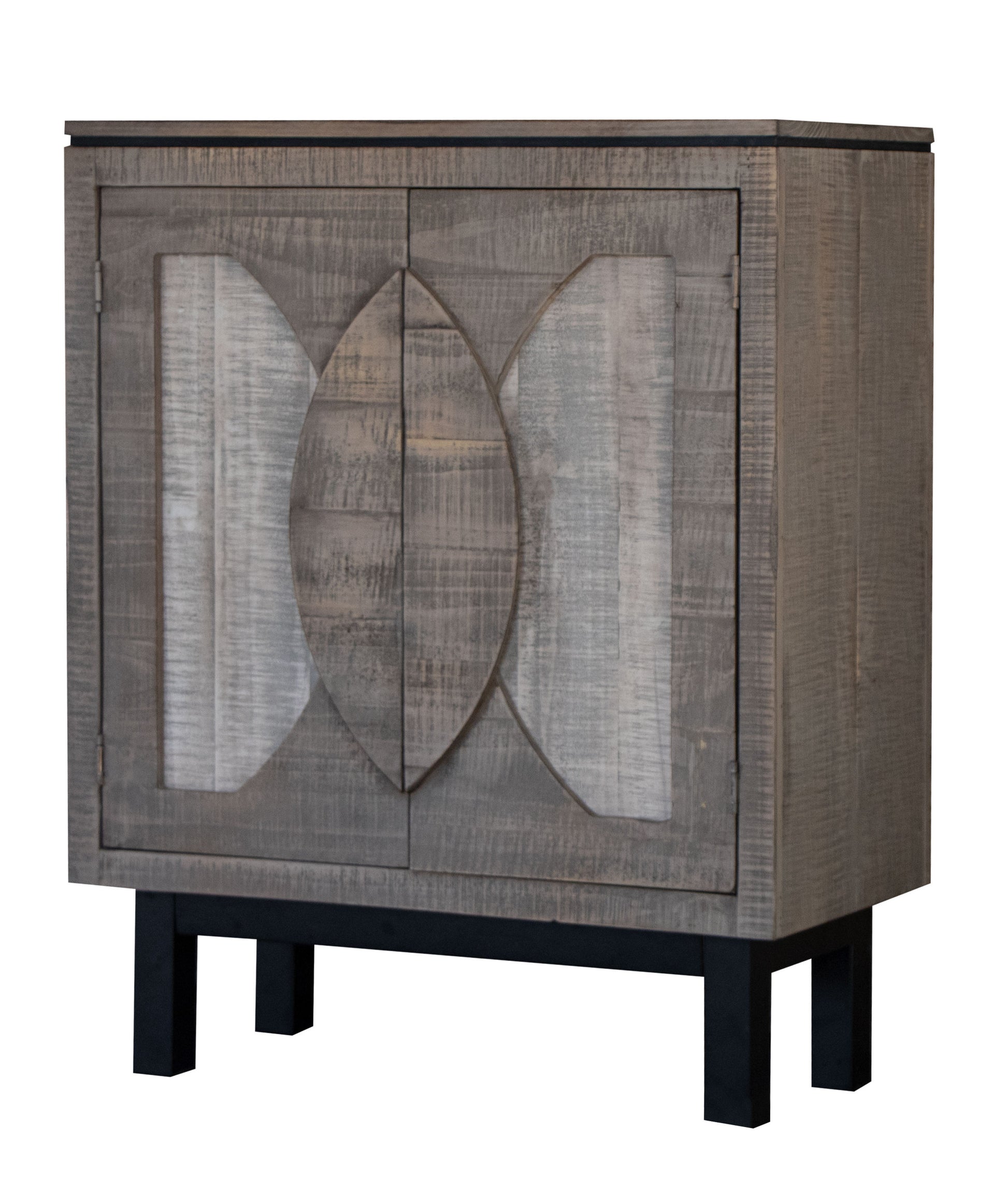 32" Gray Solid and Manufactured Wood Distressed Buffet Table-0