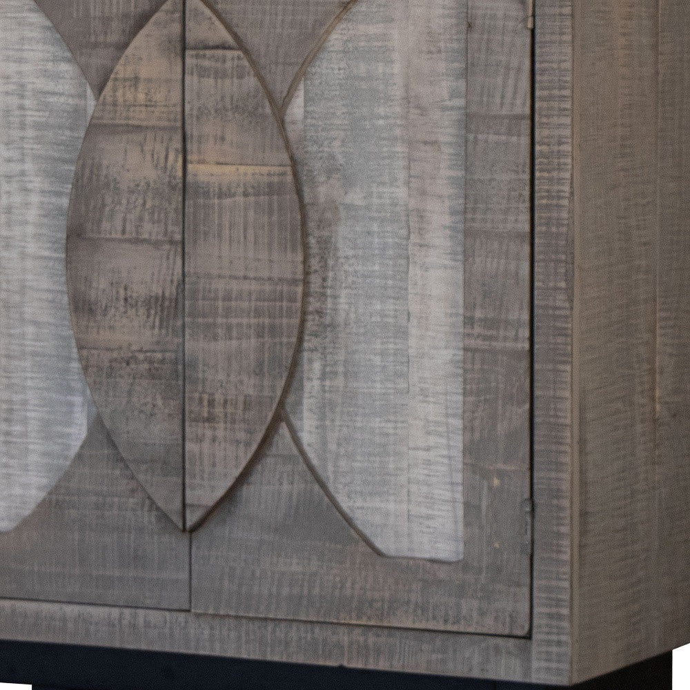 32" Gray Solid and Manufactured Wood Distressed Buffet Table-2