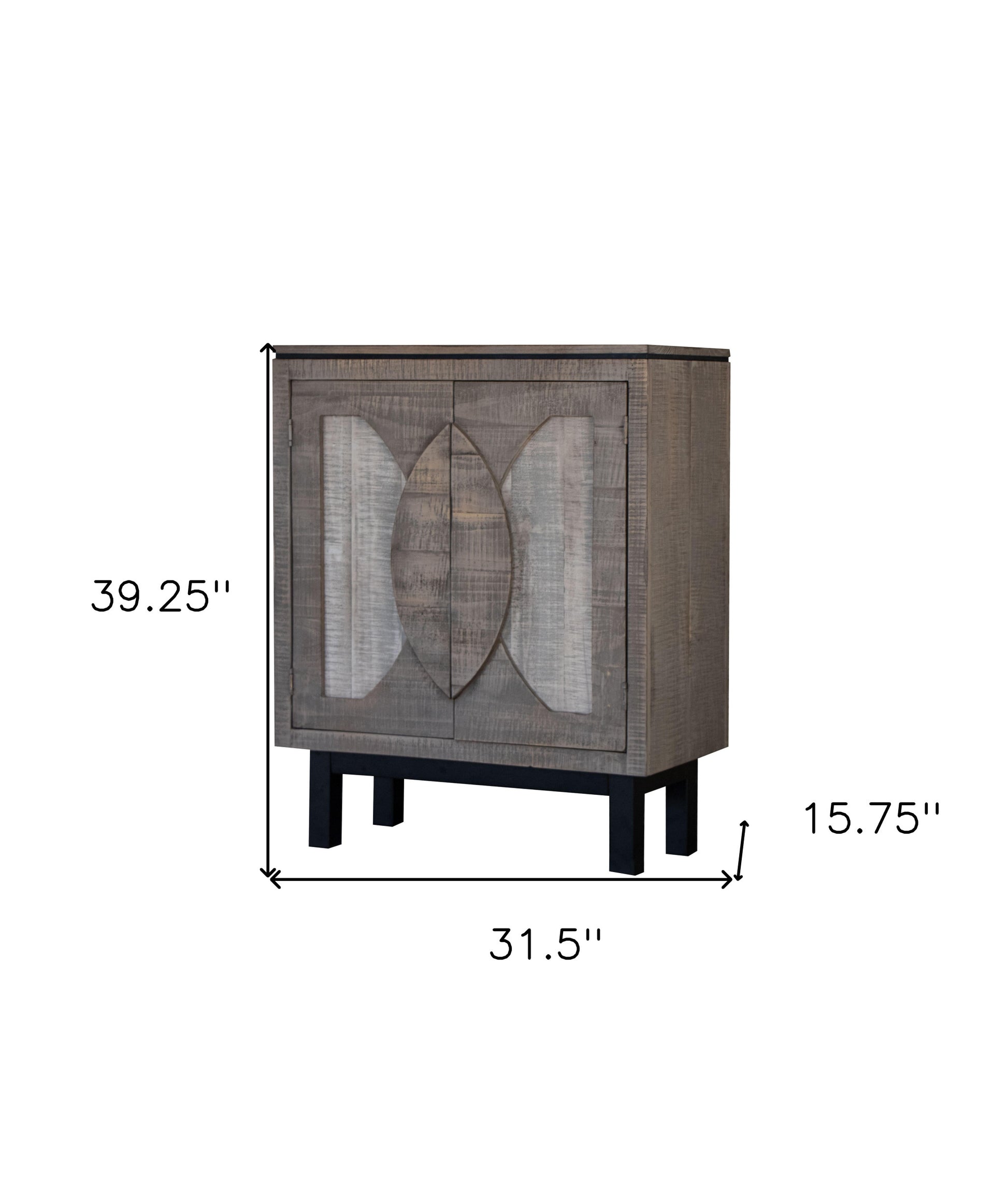 32" Gray Solid and Manufactured Wood Distressed Buffet Table-5