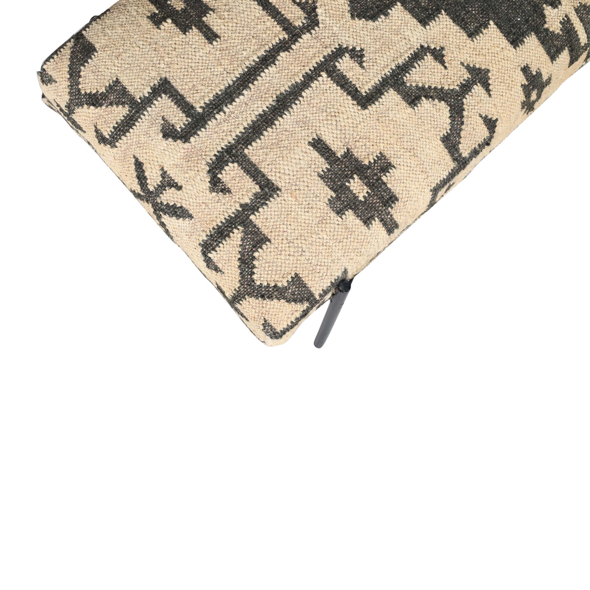 48" Cream and Black Cotton Blend Upholstered Southwest Bench-5