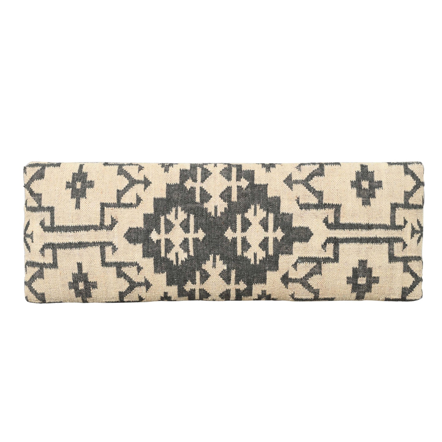 48" Cream and Black Cotton Blend Upholstered Southwest Bench-3