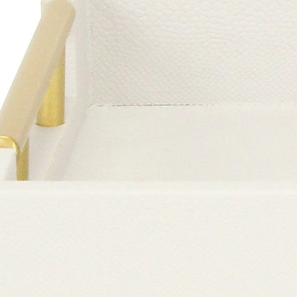 16" Wood Faux Shagreen Serving Tray With Handles-6
