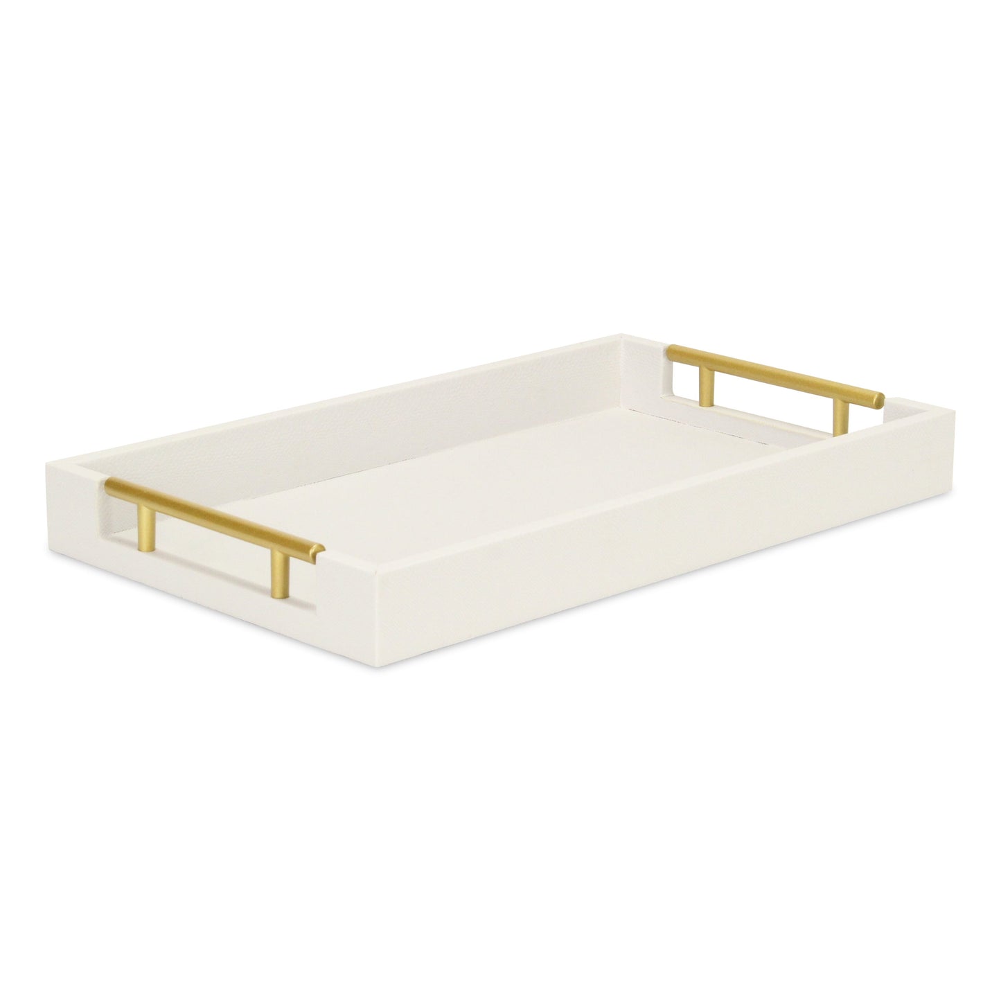 16" Wood Faux Shagreen Serving Tray With Handles-0