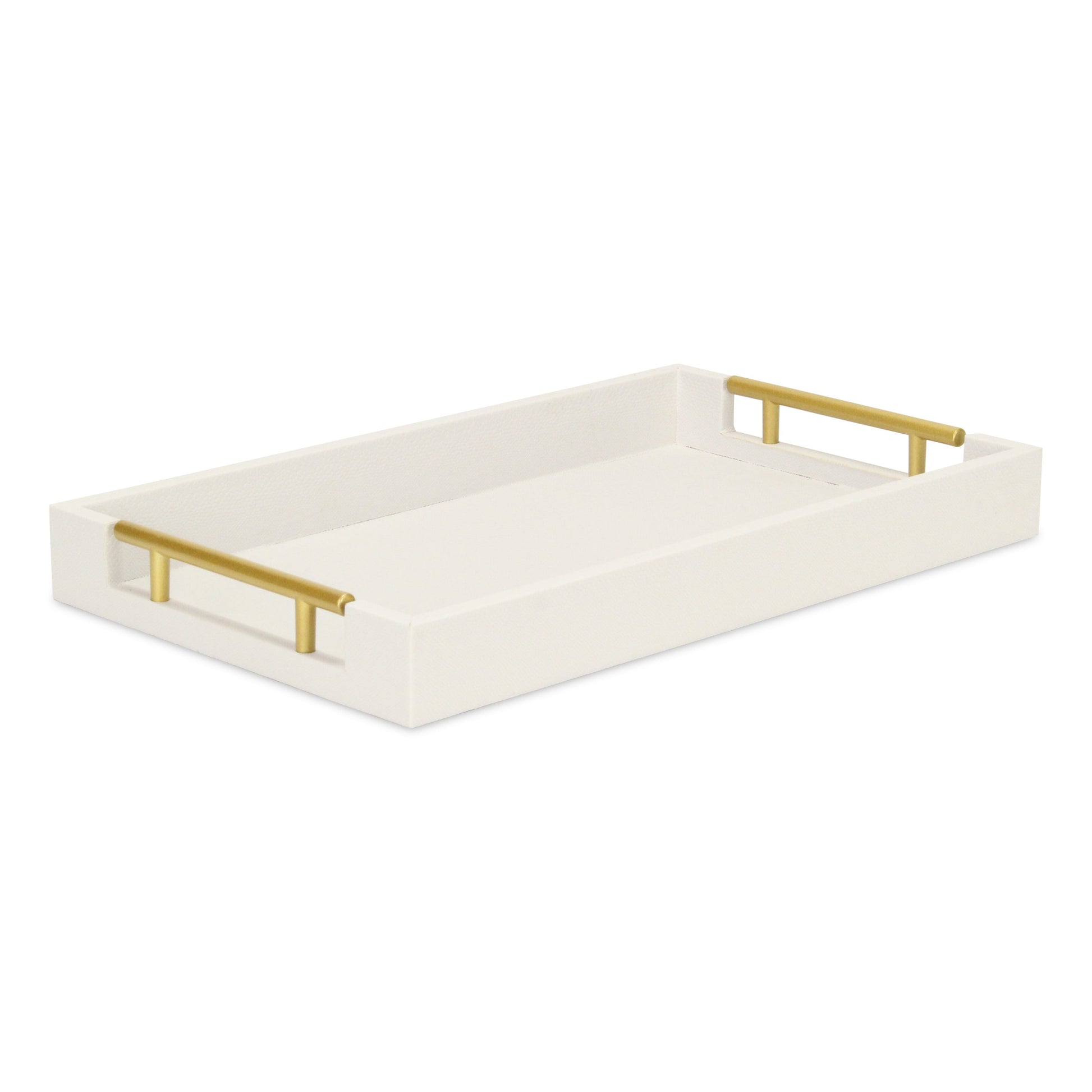 16" Wood Faux Shagreen Serving Tray With Handles-0