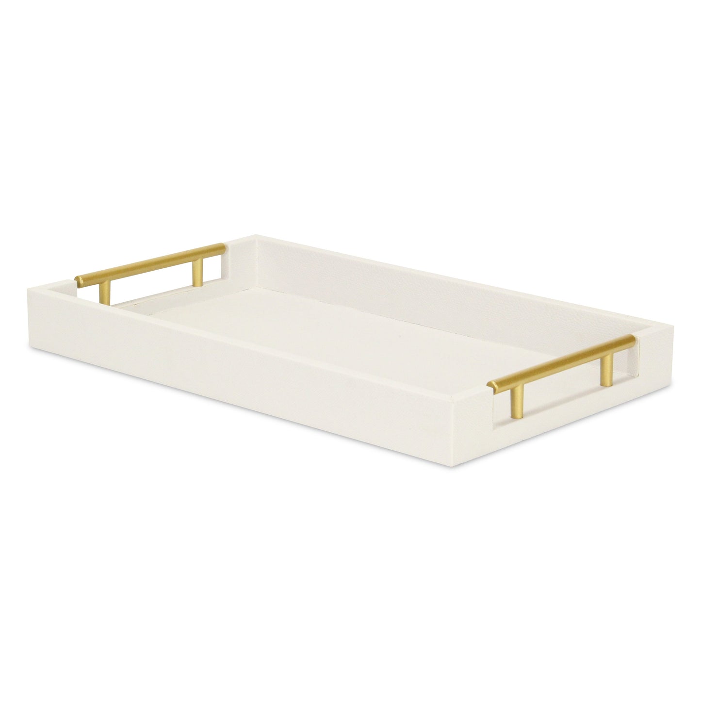 16" Wood Faux Shagreen Serving Tray With Handles-1