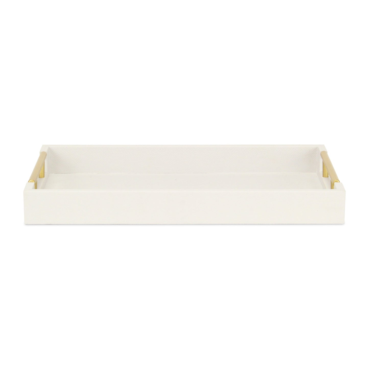 16" Wood Faux Shagreen Serving Tray With Handles-2