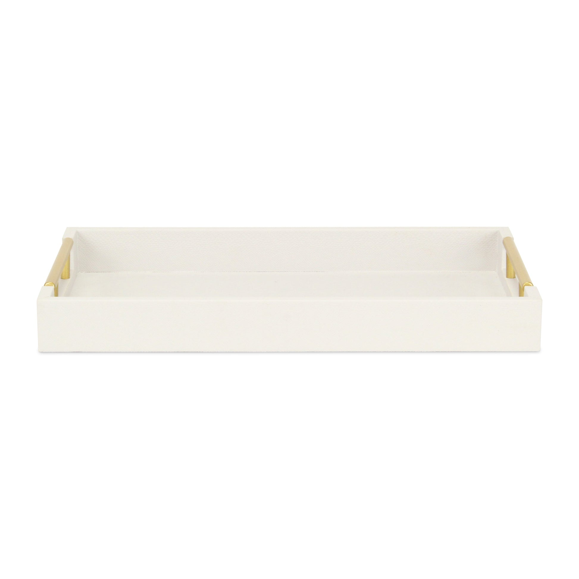 16" Wood Faux Shagreen Serving Tray With Handles-2