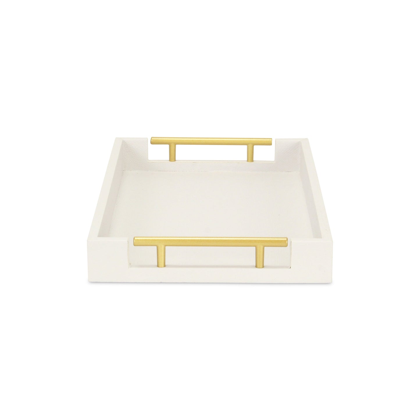 16" Wood Faux Shagreen Serving Tray With Handles-3