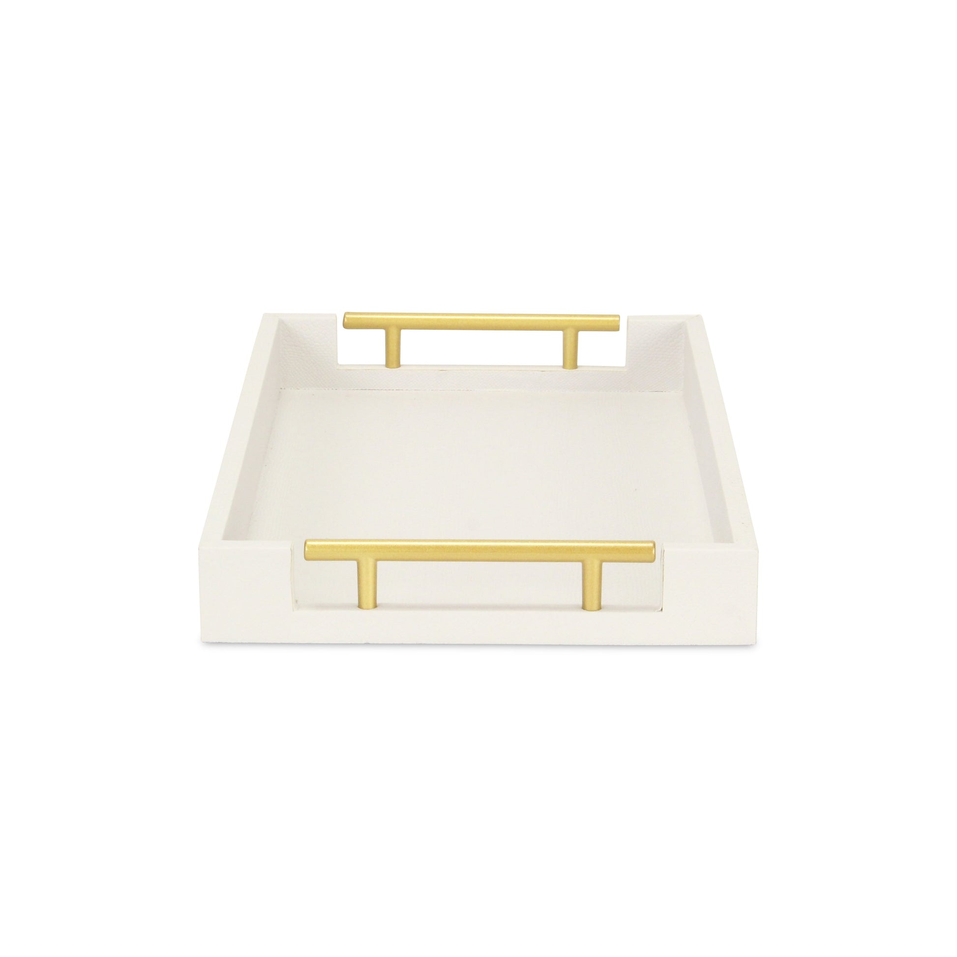 16" Wood Faux Shagreen Serving Tray With Handles-3