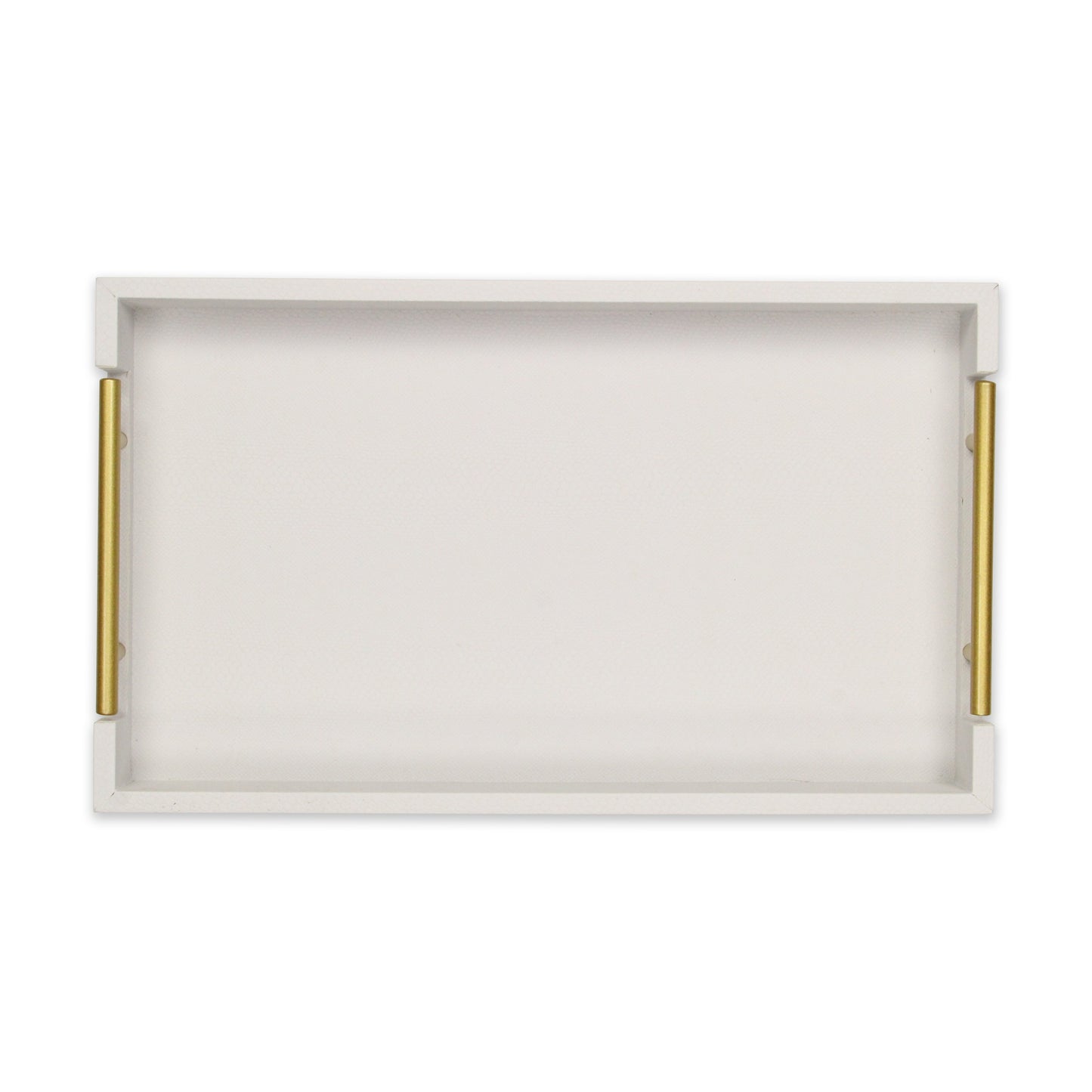 16" Wood Faux Shagreen Serving Tray With Handles-4