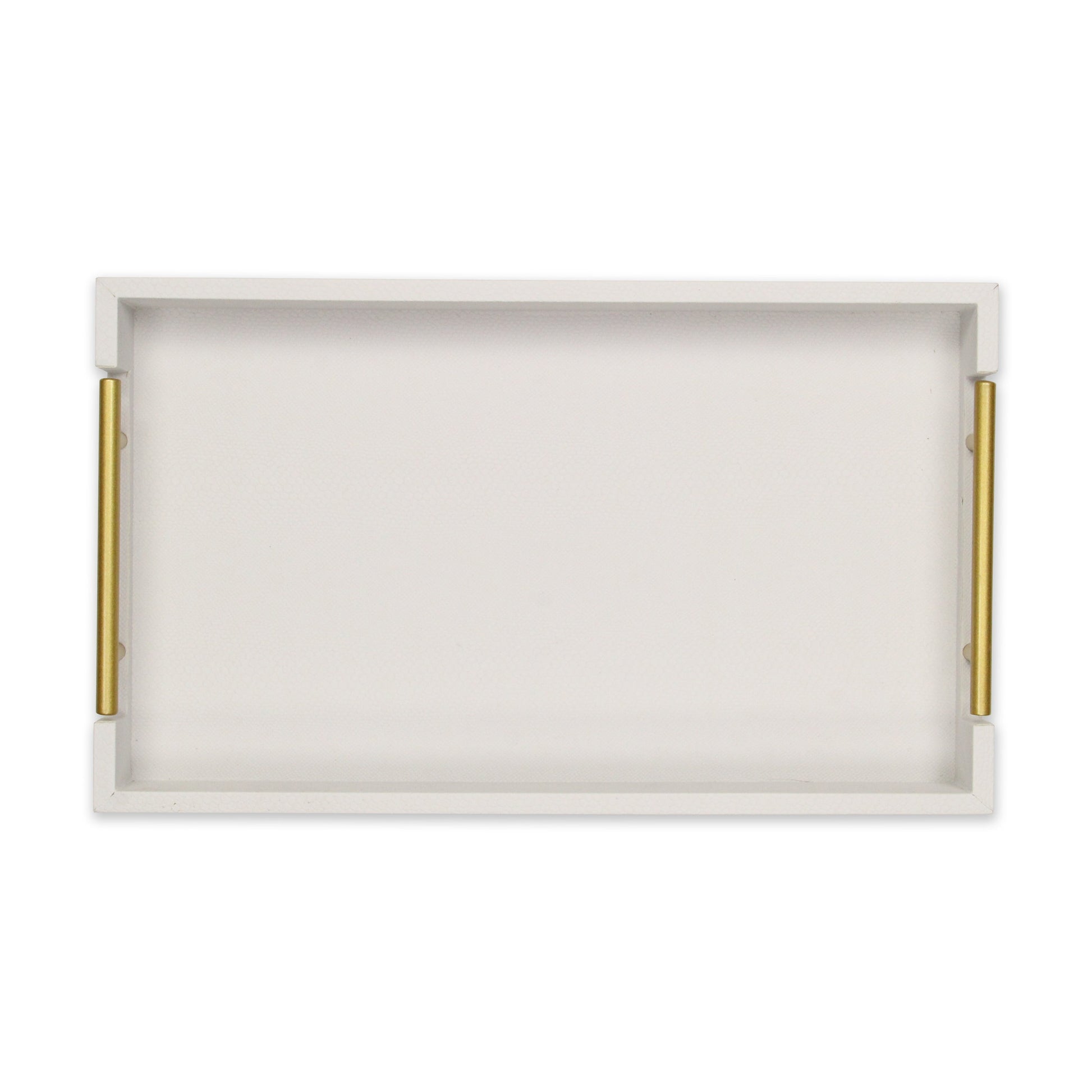 16" Wood Faux Shagreen Serving Tray With Handles-4