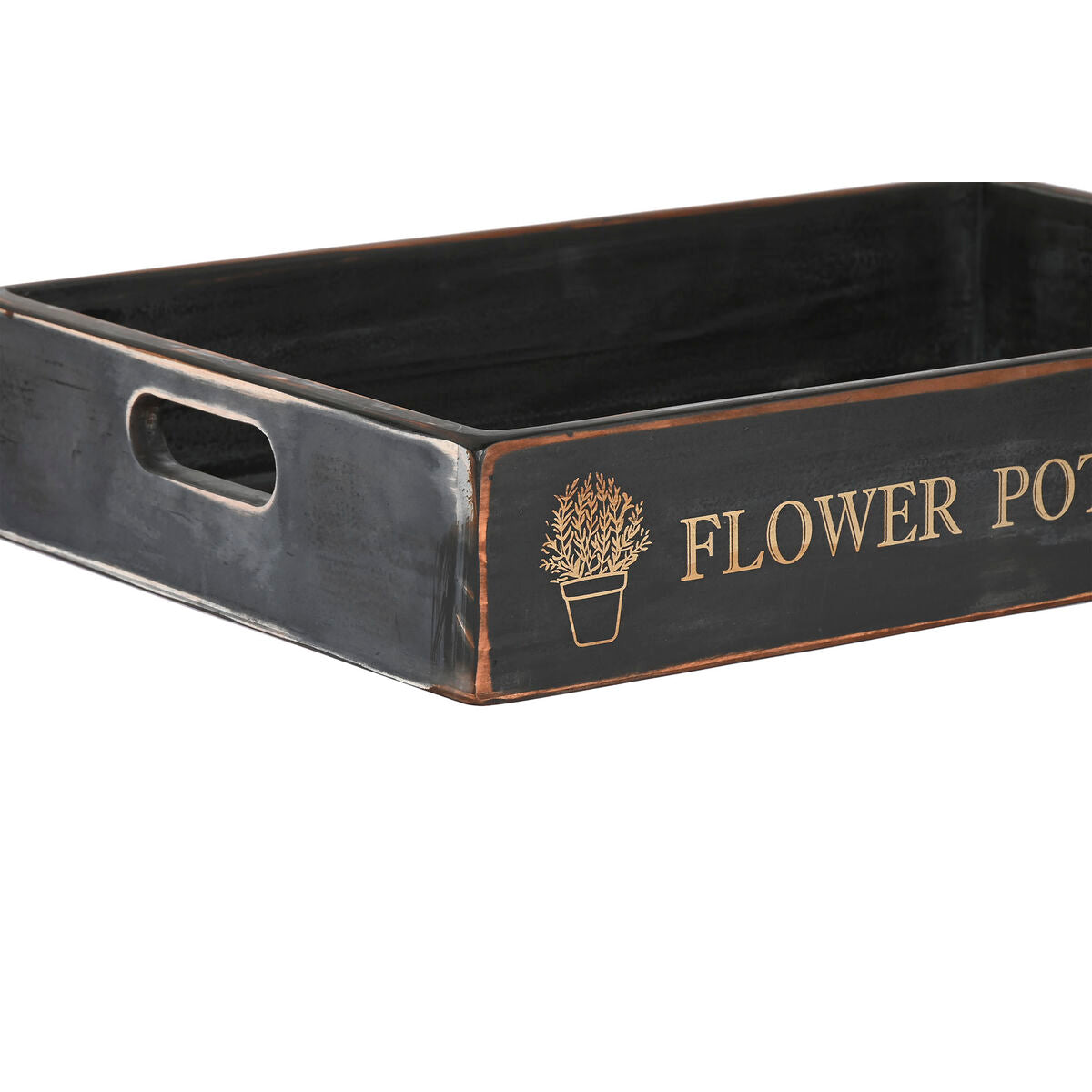 Set of trays Home ESPRIT Black Fir wood 56 x 38 x 10 cm (3 Pieces)-3