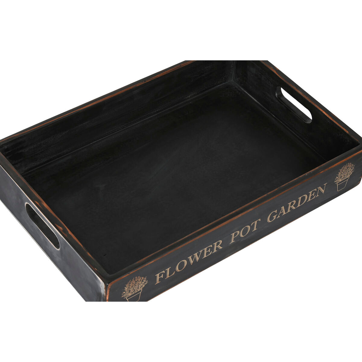 Set of trays Home ESPRIT Black Fir wood 56 x 38 x 10 cm (3 Pieces)-2