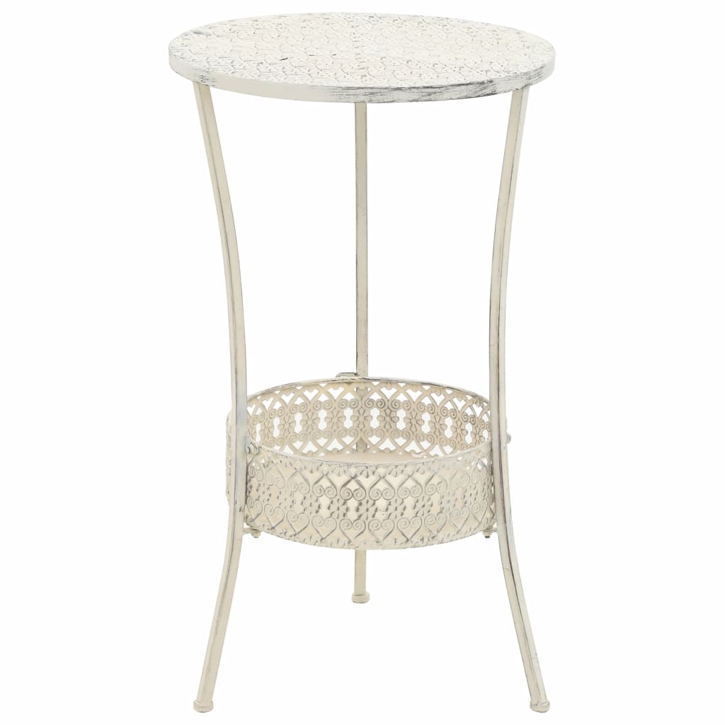 vidaXL Bistro Table Vintage Style Round Metal 15.7"x27.5" White-0