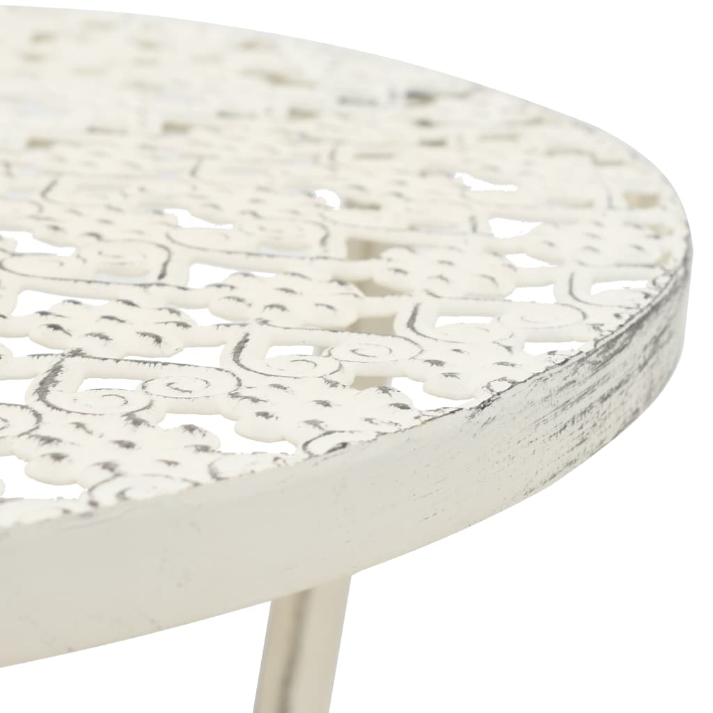 vidaXL Bistro Table Vintage Style Round Metal 15.7"x27.5" White-2