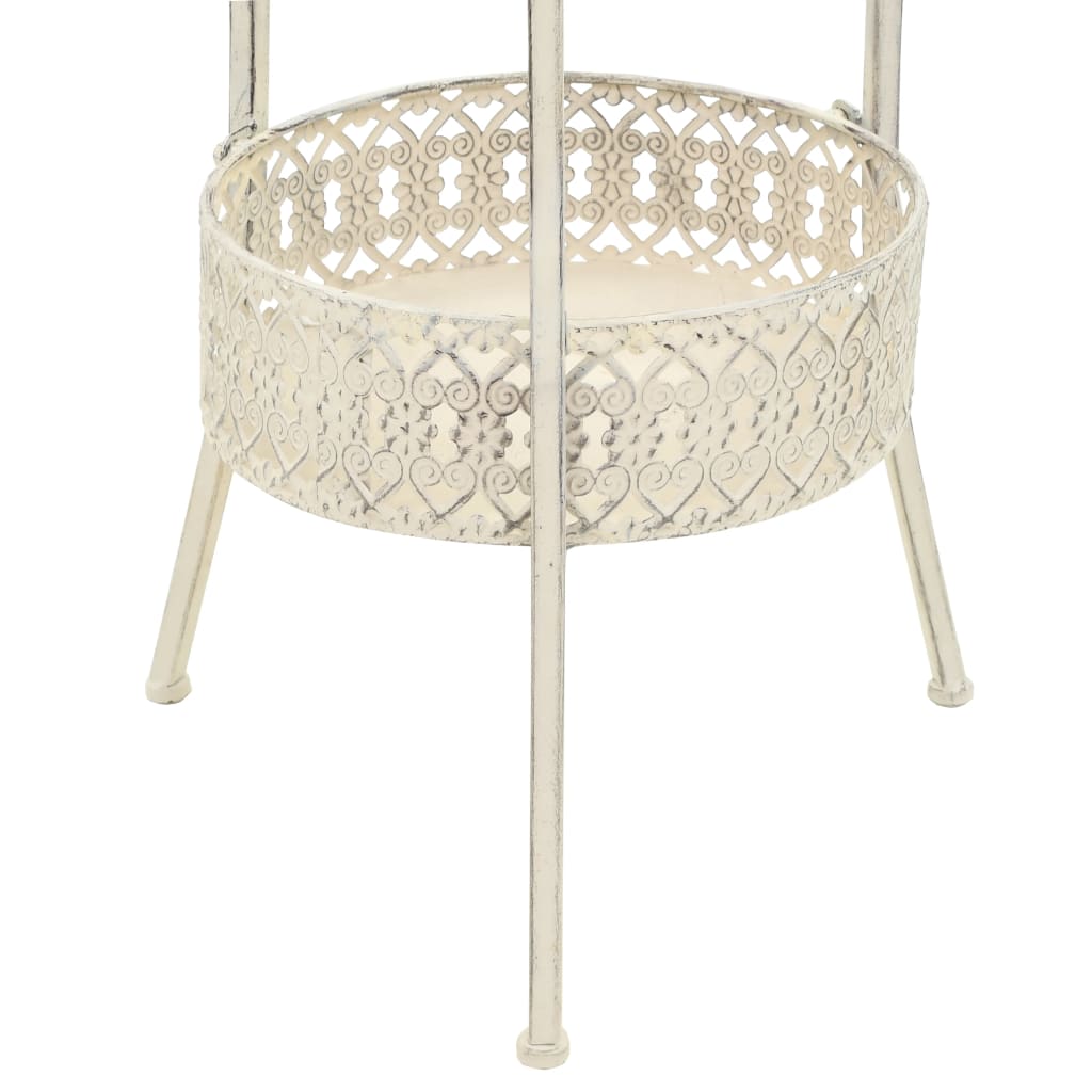 vidaXL Bistro Table Vintage Style Round Metal 15.7"x27.5" White-4