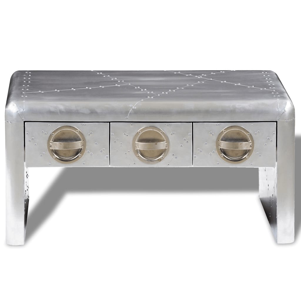 vidaXL Aviator Coffee Table 3 Drawers Vintage Aircraft Airman Style-4