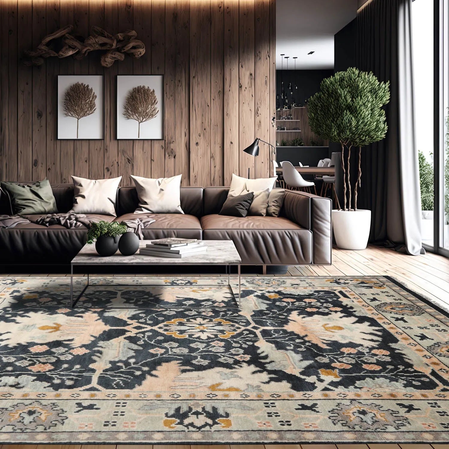 Multi Sizes Blue, Beige Hand Knotted Muted Turkish Oushak William Morris 100% Wool Arts and Craft Traditional Oriental Area Rug-1