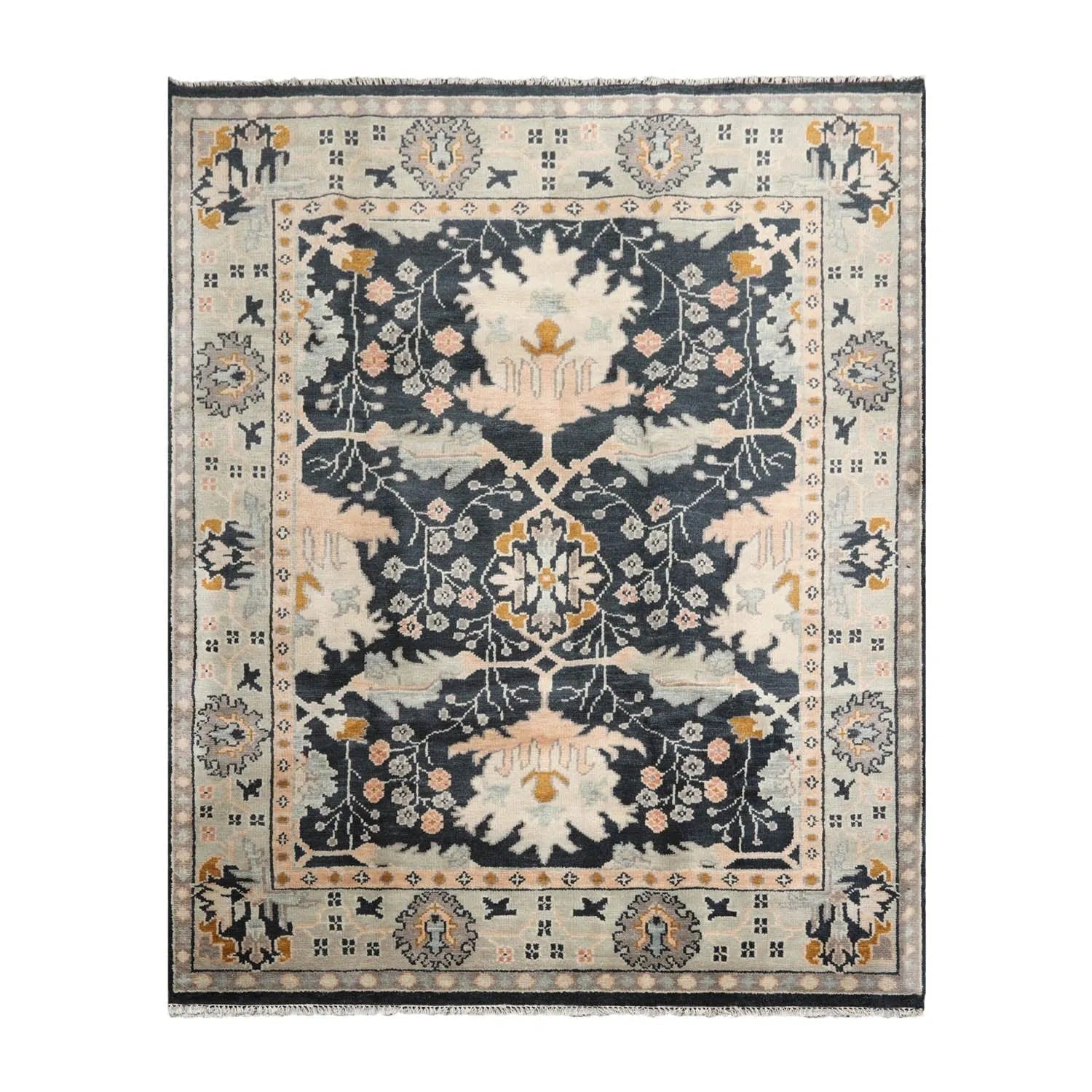Multi Sizes Blue, Beige Hand Knotted Muted Turkish Oushak William Morris 100% Wool Arts and Craft Traditional Oriental Area Rug-2